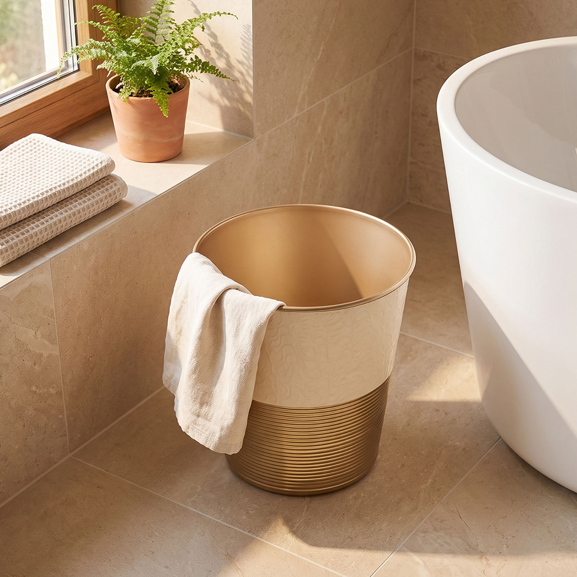 Half Enamel Metallic Waste Bin-household-bathandlaundry-bathaccessories-bathaccessorysets-image-4