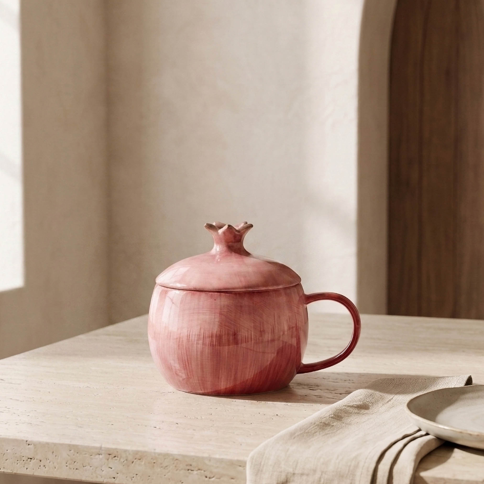Pomegranate Stoneware Mug with Lid-household-kitchen-foodstorage-spiceracksandjars-image-1