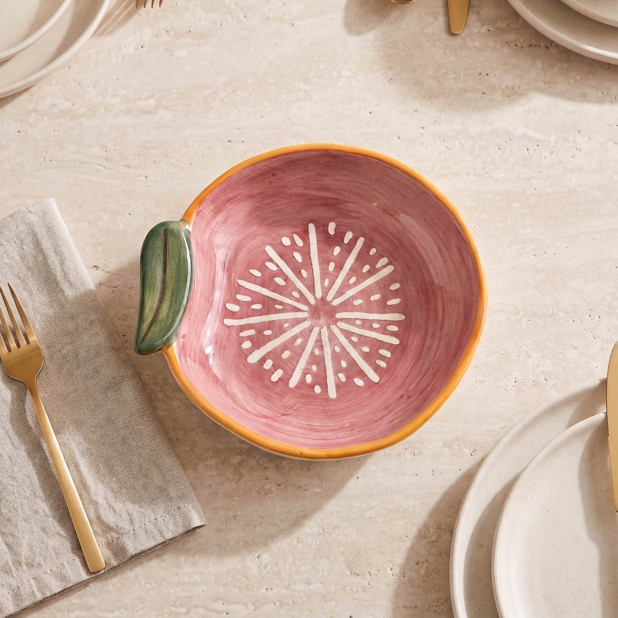 وعاء تقديم خزف بتصميم رمان - 10x9x2 سم-household-dining-dinnerware-bowls-image-1