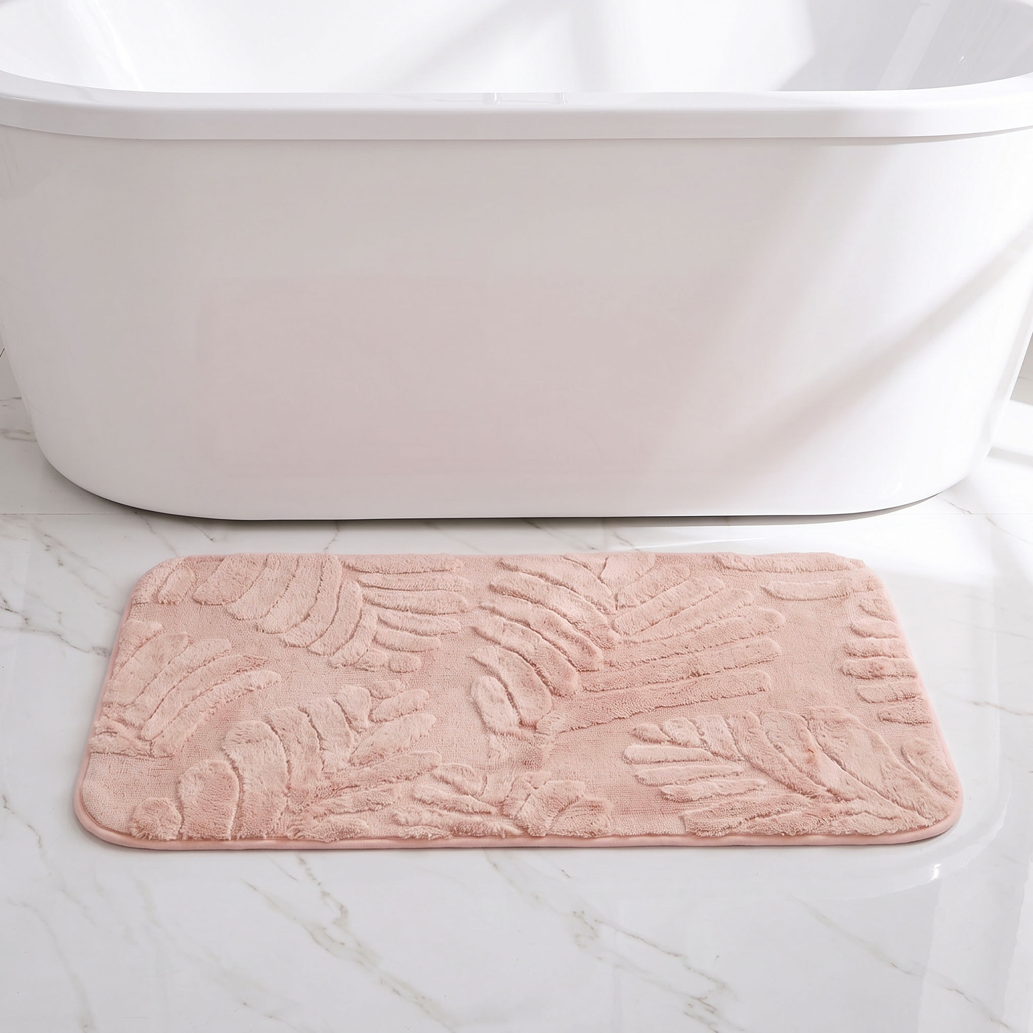 Leaf Textured 2-Piece Rabbit Fur Bath Mat Set-household-bathandlaundry-bathlinen-bathmatsandtubmats-image-2