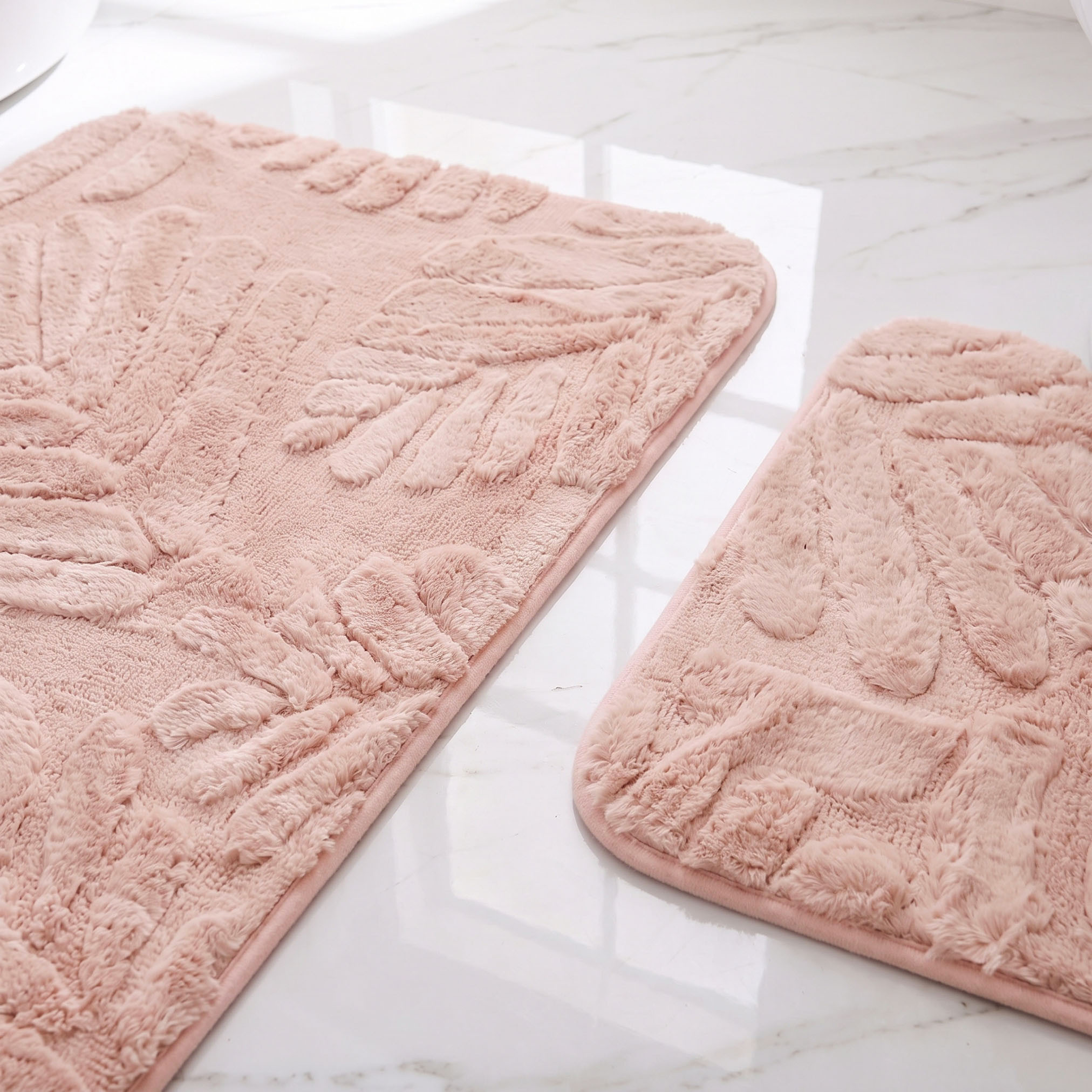 Leaf Textured 2-Piece Rabbit Fur Bath Mat Set-household-bathandlaundry-bathlinen-bathmatsandtubmats-image-4