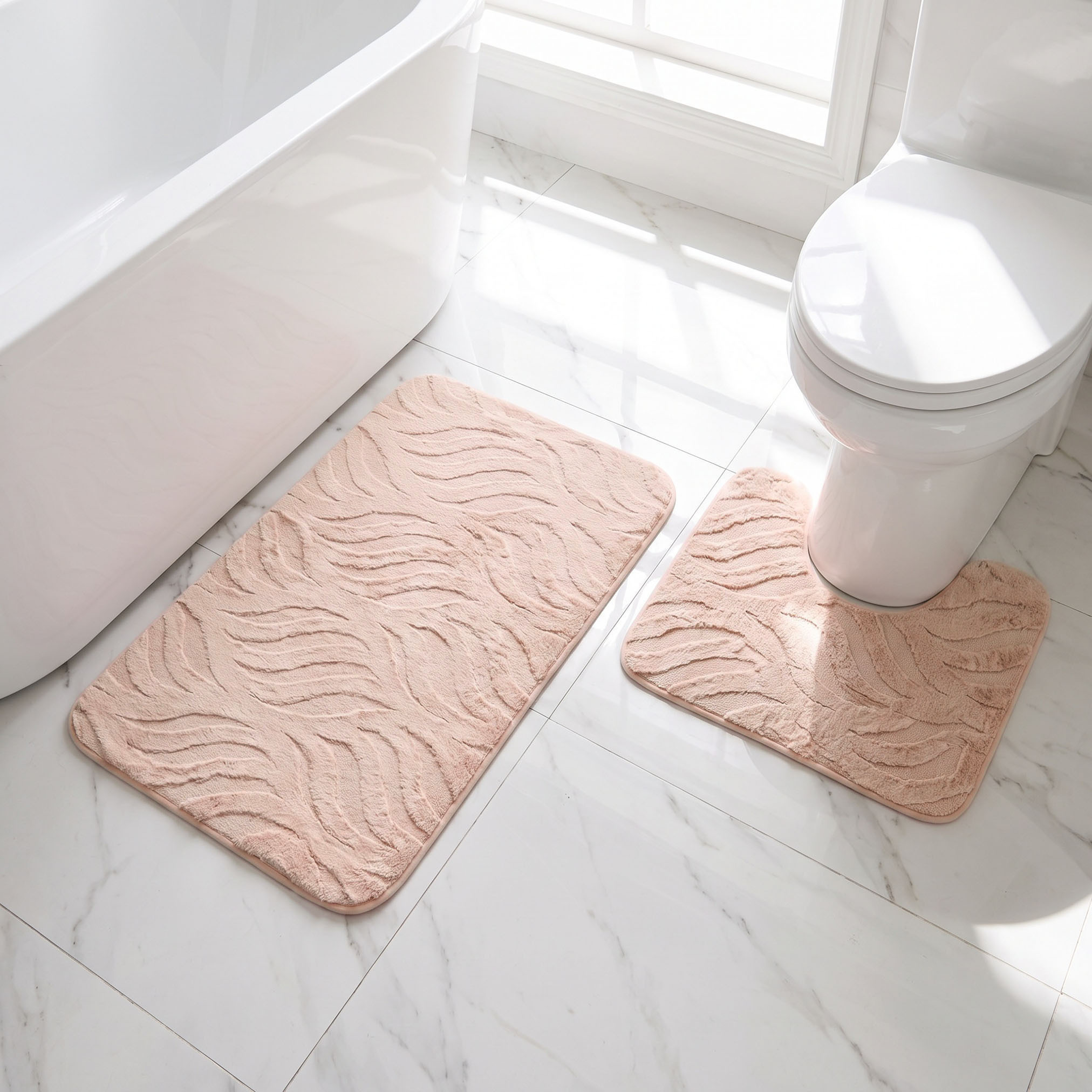 Textured 2-Piece Rabbit Fur Bath Mat Set-household-bathandlaundry-bathlinen-bathmatsandtubmats-image-1