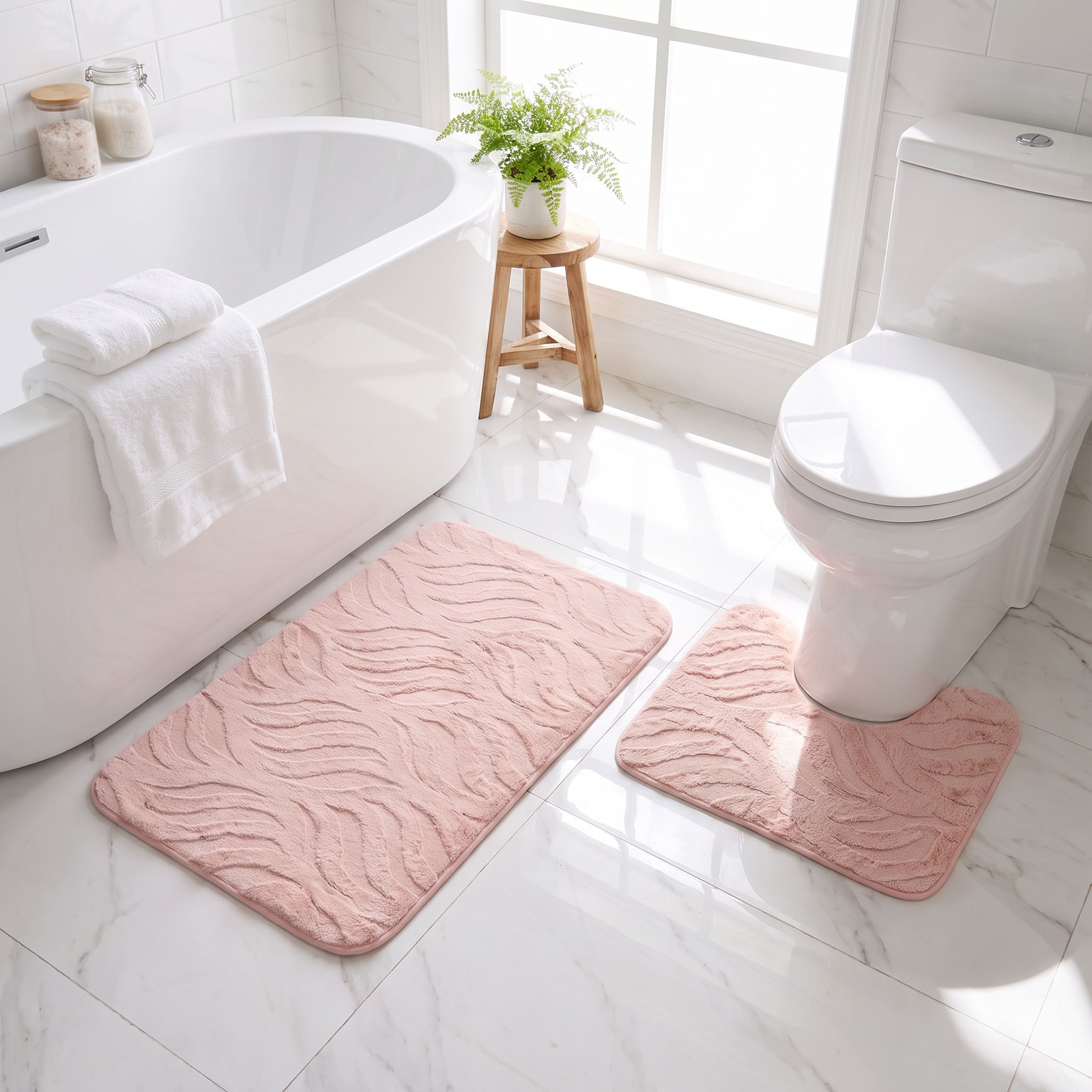 Textured 2-Piece Rabbit Fur Bath Mat Set-household-bathandlaundry-bathlinen-bathmatsandtubmats-image-5