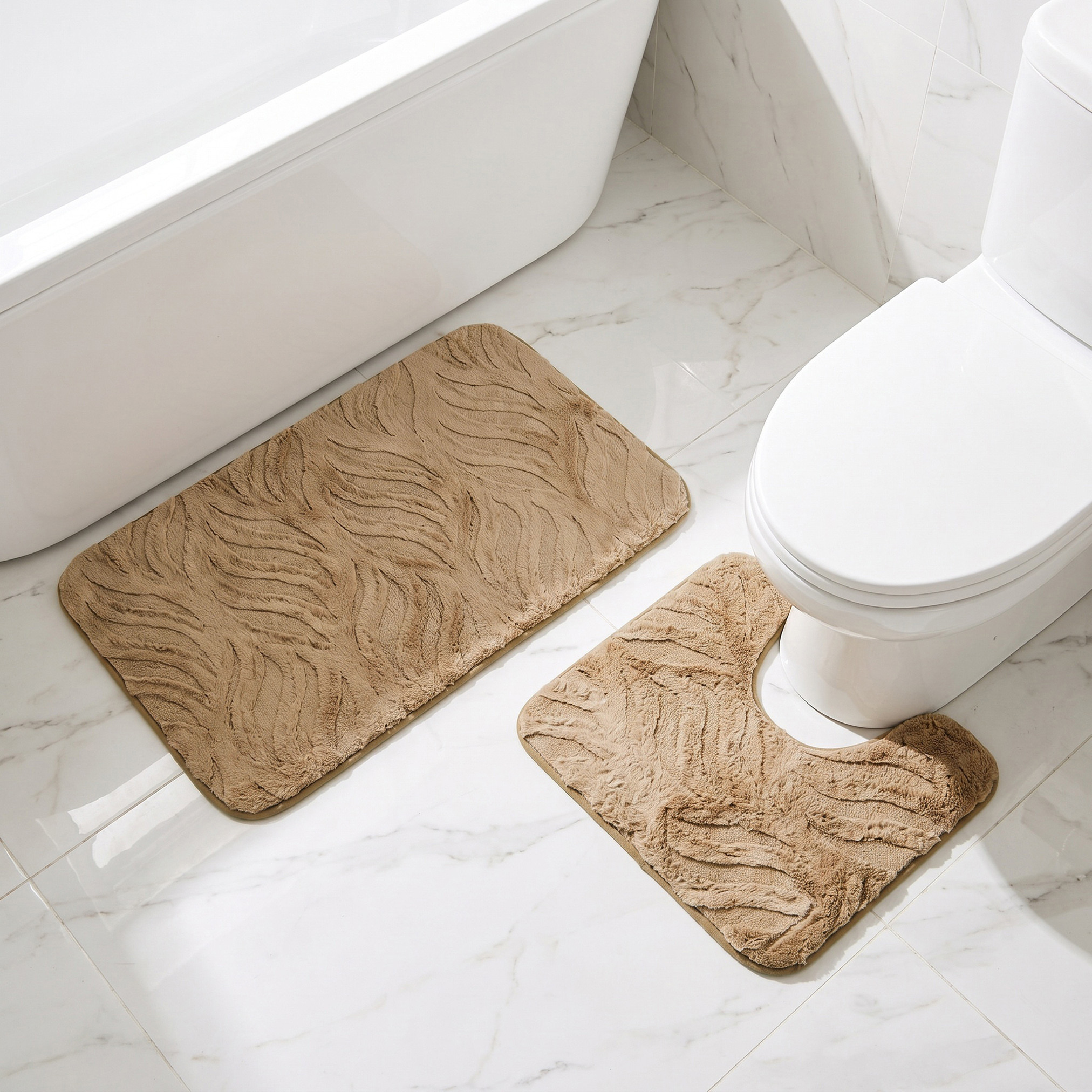 Textured 2-Piece Rabbit Fur Bath Mat Set-household-bathandlaundry-bathlinen-bathmatsandtubmats-image-1