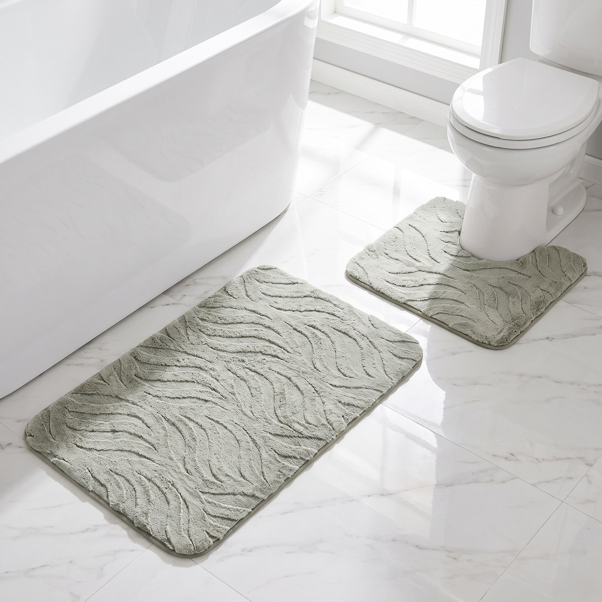 Textured 2-Piece Rabbit Fur Bath Mat Set-household-bathandlaundry-bathlinen-bathmatsandtubmats-image-1
