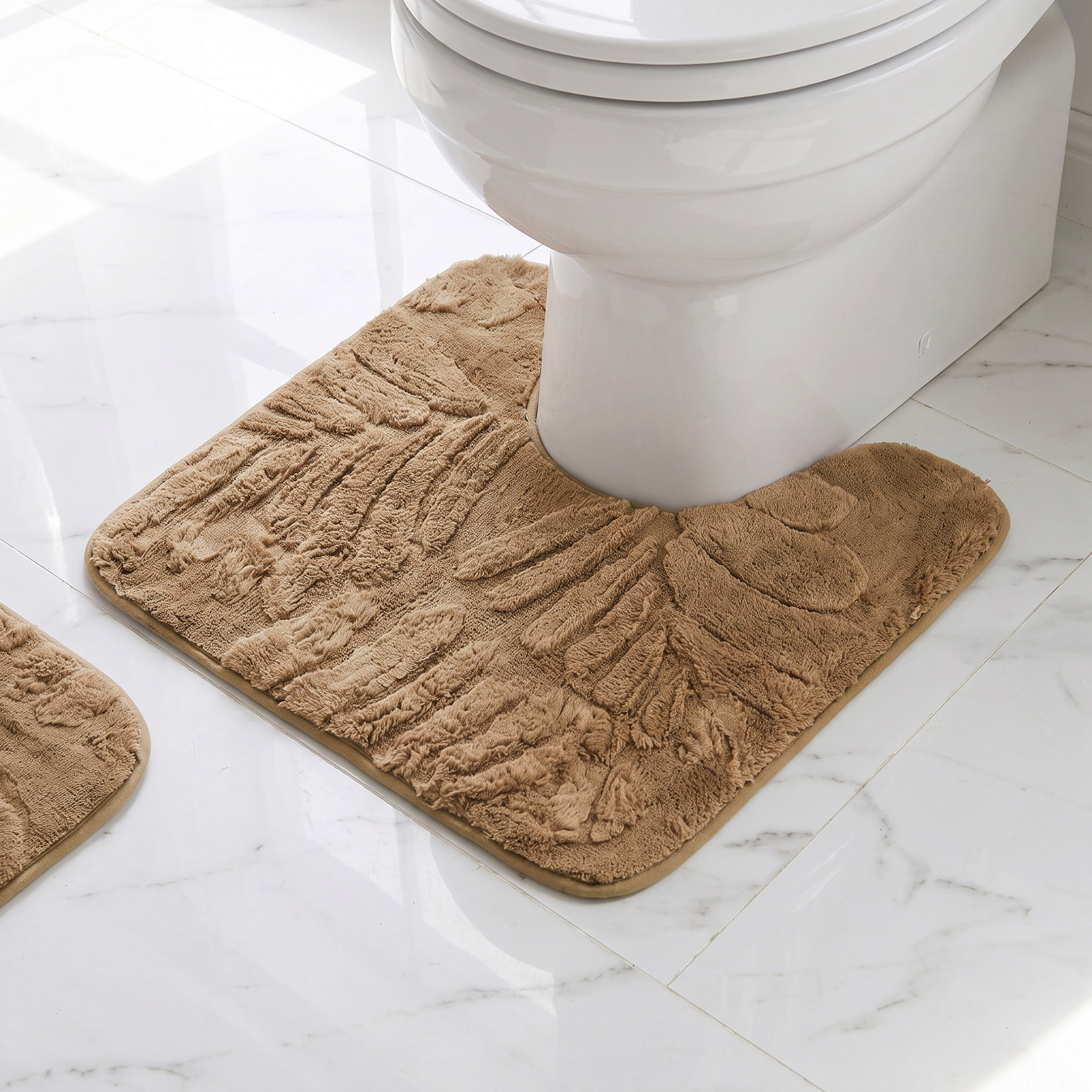 Leaf Textured 2-Piece Rabbit Fur Bath Mat Set-household-bathandlaundry-bathlinen-bathmatsandtubmats-image-3