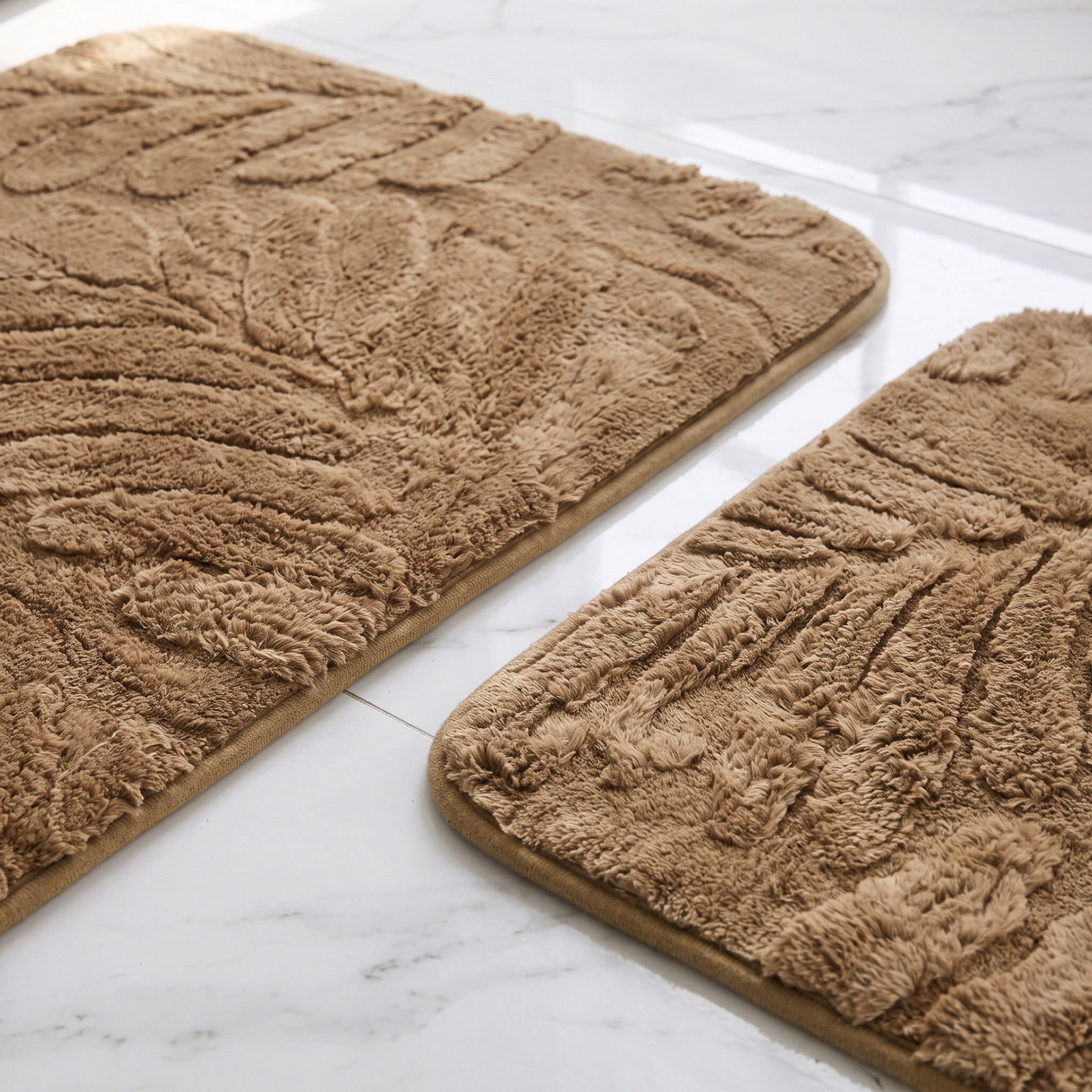Leaf Textured 2-Piece Rabbit Fur Bath Mat Set-household-bathandlaundry-bathlinen-bathmatsandtubmats-image-4