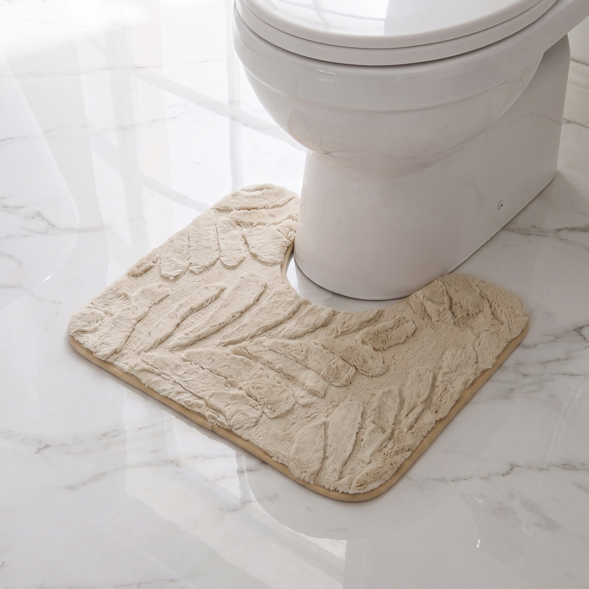 Leaf Textured 2-Piece Rabbit Fur Bath Mat Set-household-bathandlaundry-bathlinen-bathmatsandtubmats-image-3