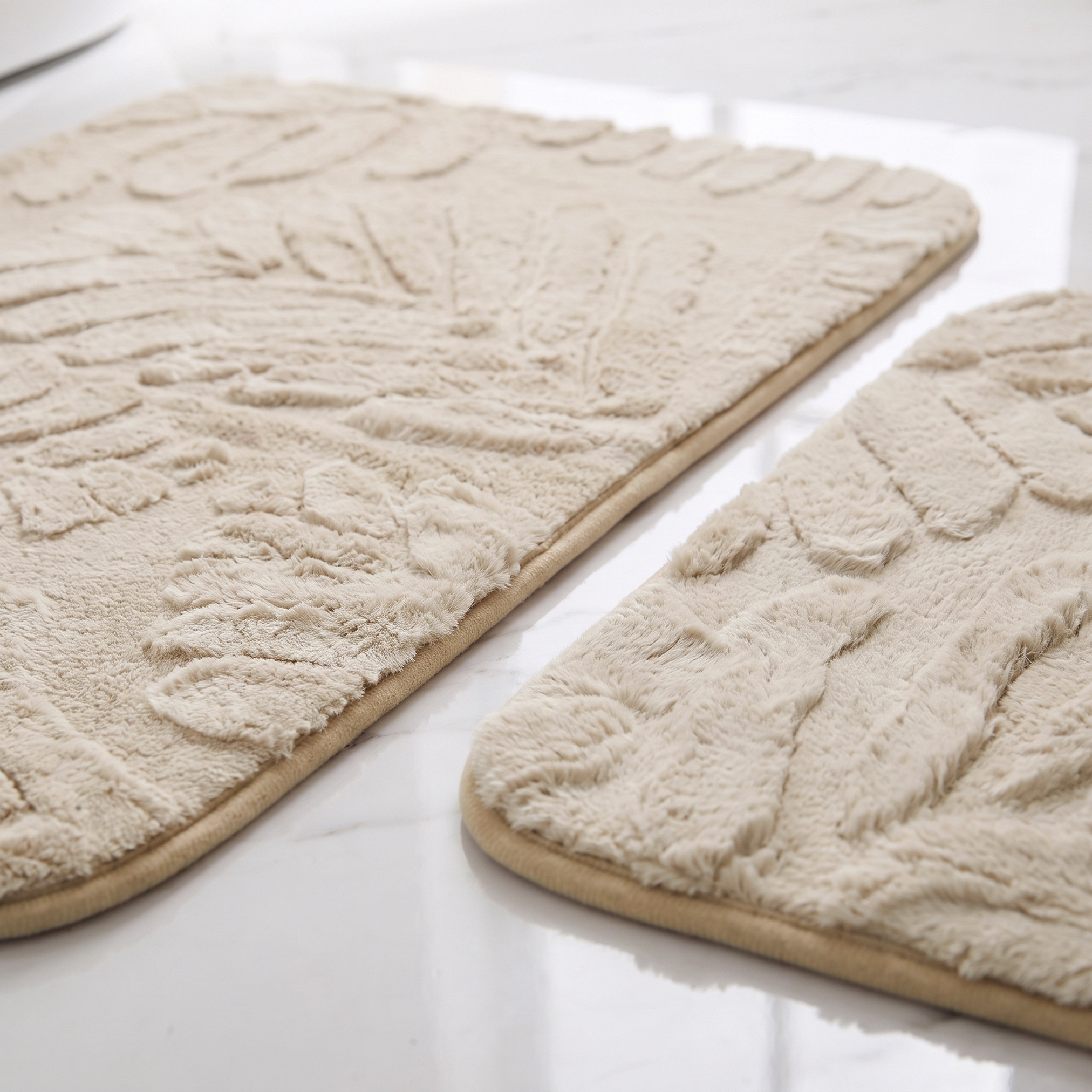 Leaf Textured 2-Piece Rabbit Fur Bath Mat Set-household-bathandlaundry-bathlinen-bathmatsandtubmats-image-4