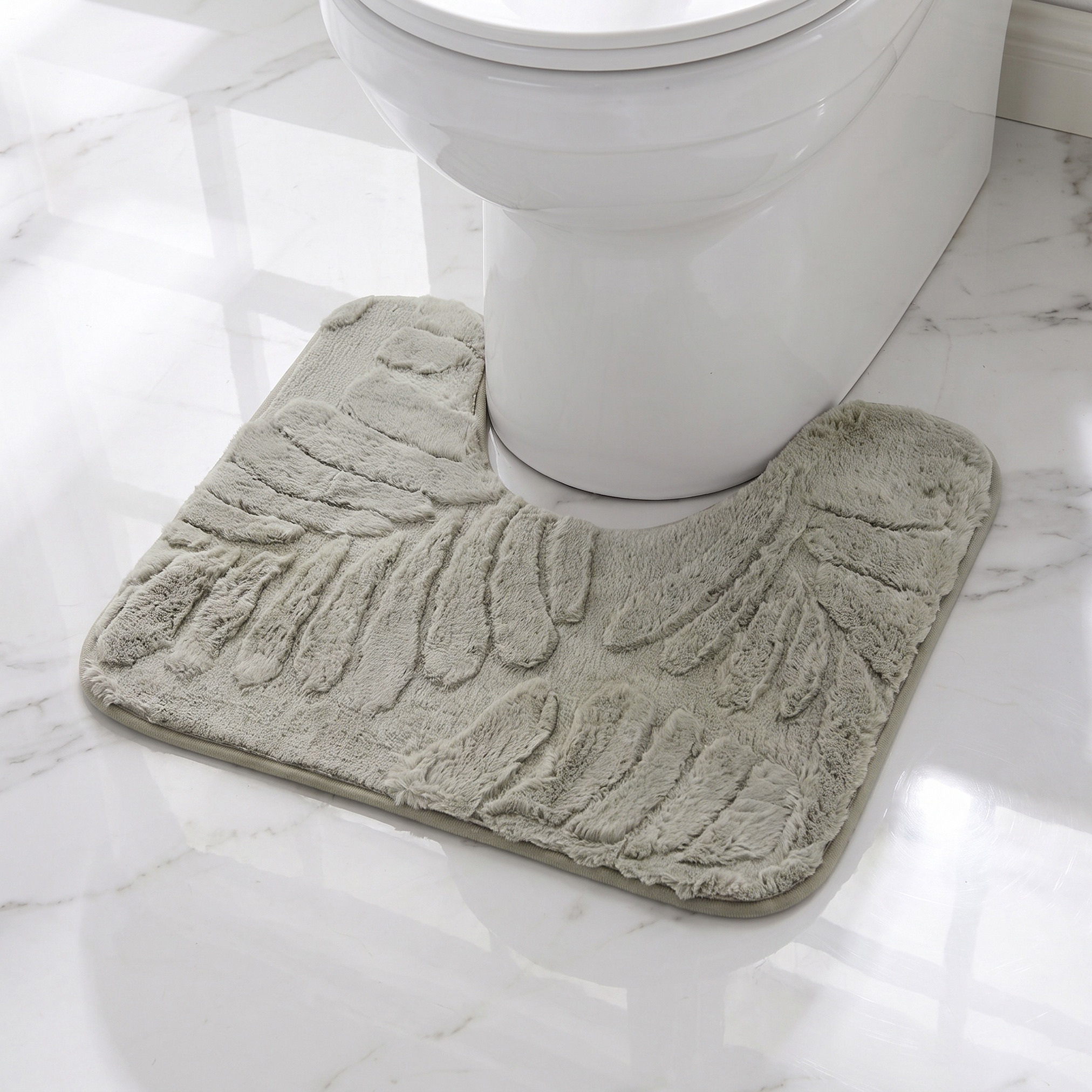 Leaf Textured 2-Piece Rabbit Fur Bath Mat Set-household-bathandlaundry-bathlinen-bathmatsandtubmats-image-3