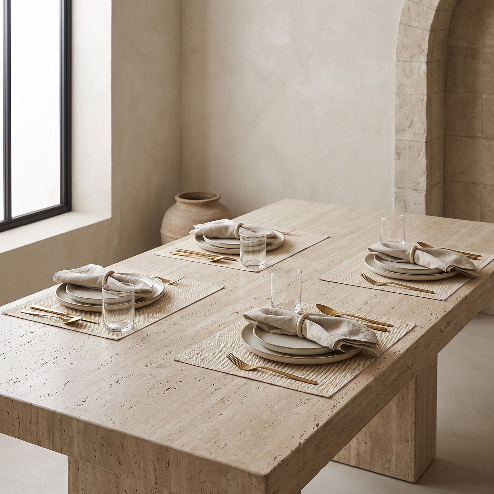 Nehma 4-Piece Ribbed Placemat Set - 30x45 cms-household-dining-tablelinen-placemats-image-2