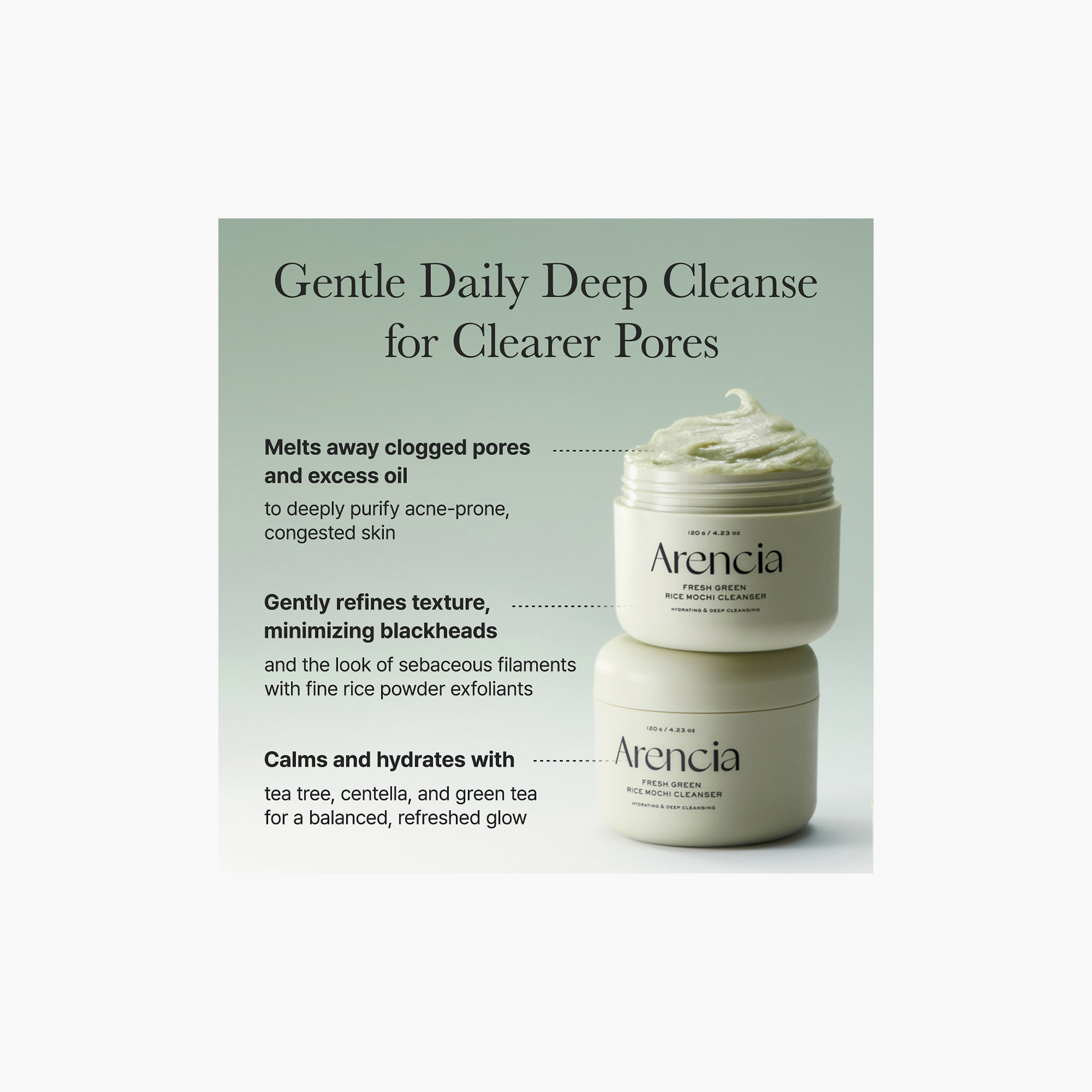 Arencia Fresh Green Rice Mochi Cleanser 120G-beautyandpersonalcare-kbeauty-skin-cleansers-facewash-image-4