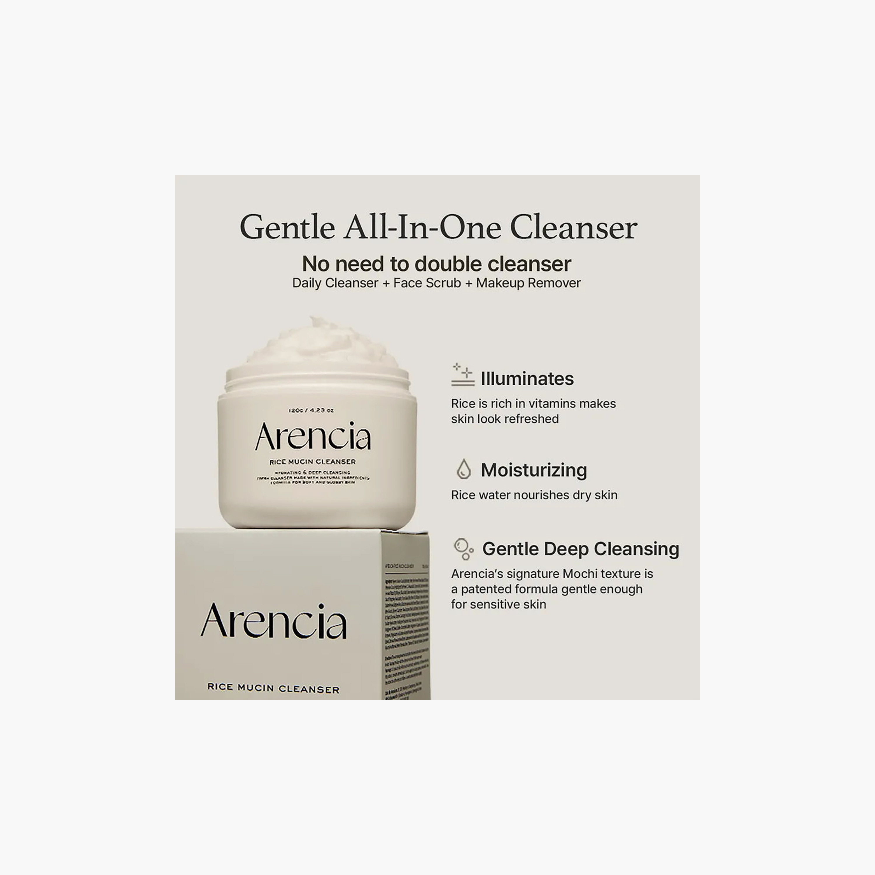 Arencia Rice Mucin Cleanser 120G-beautyandpersonalcare-kbeauty-skin-cleansers-facewash-image-3