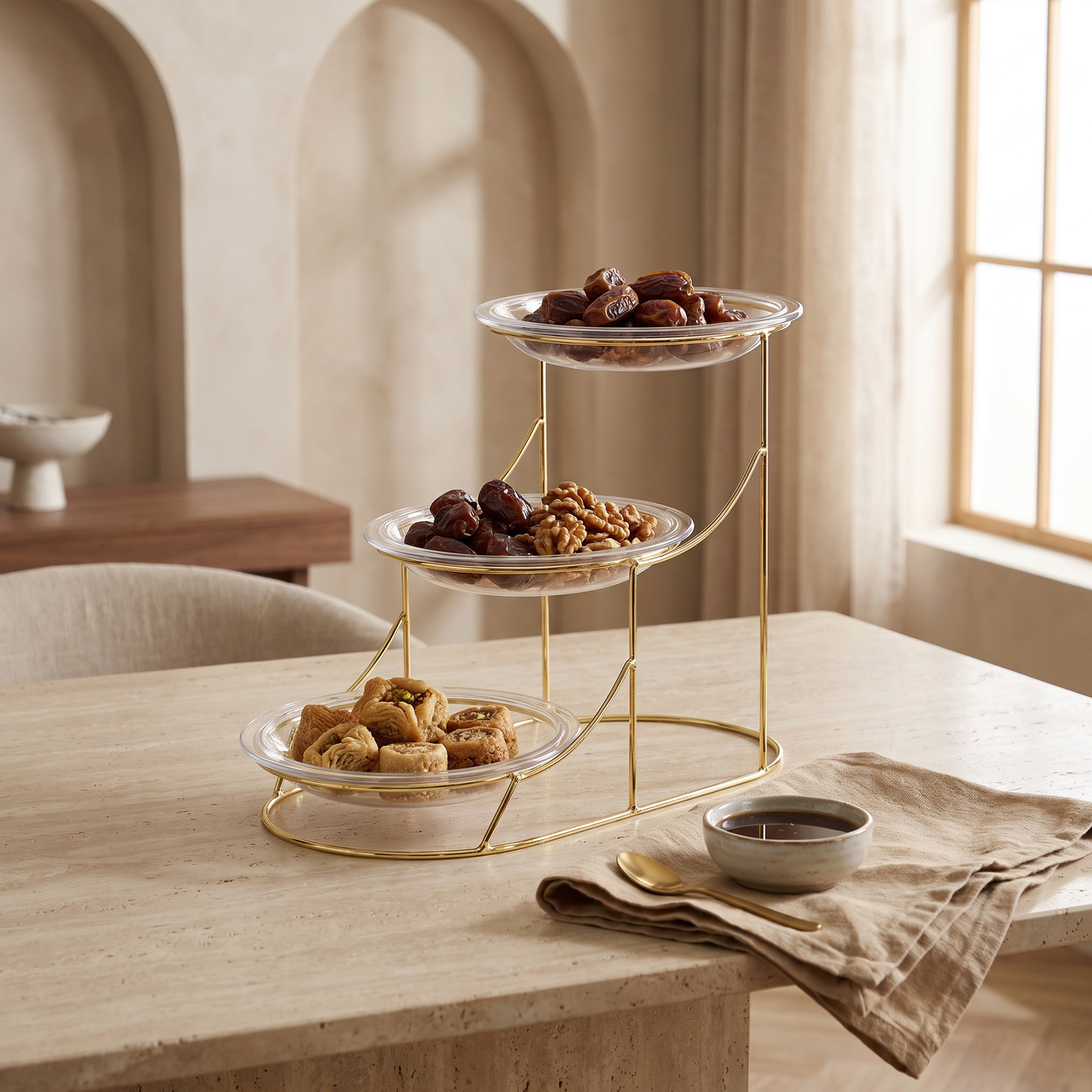 Lara 3-Piece Glass Serving Plates Set with 3-Tier Stand-household-dining-serveware-servingplatters-image-1