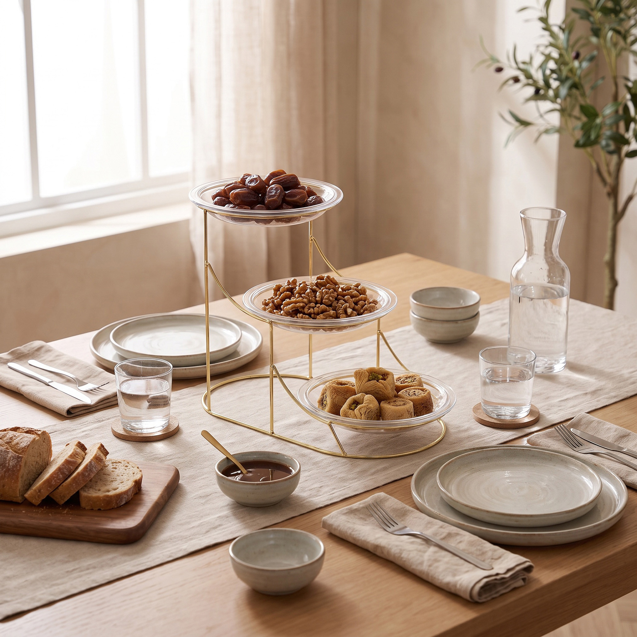 Lara 3-Piece Glass Serving Plates Set with 3-Tier Stand-household-dining-serveware-servingplatters-image-4