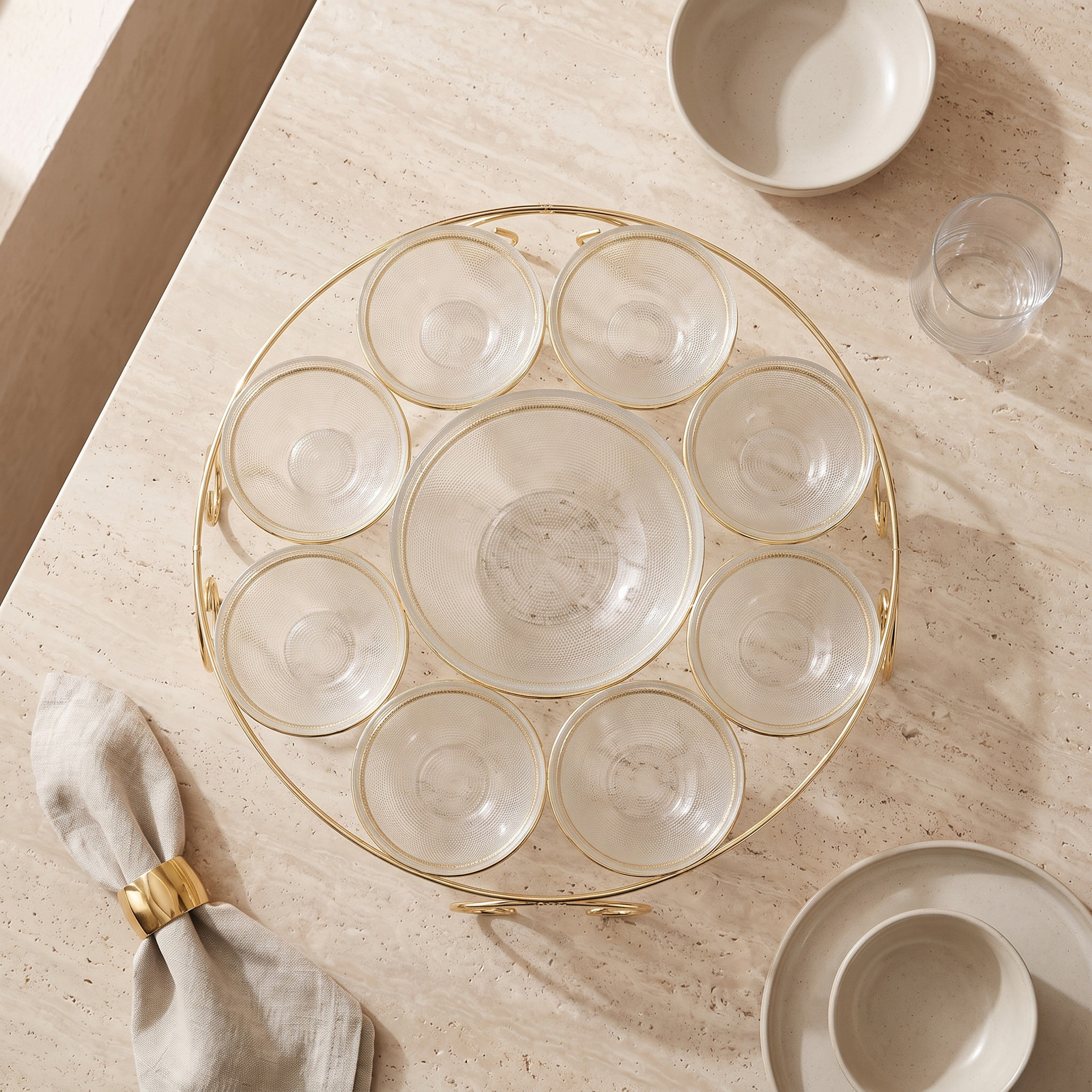 Lara 9-Piece Glass Serving Bowls Set with Stand-household-dining-serveware-chipsanddip-image-2