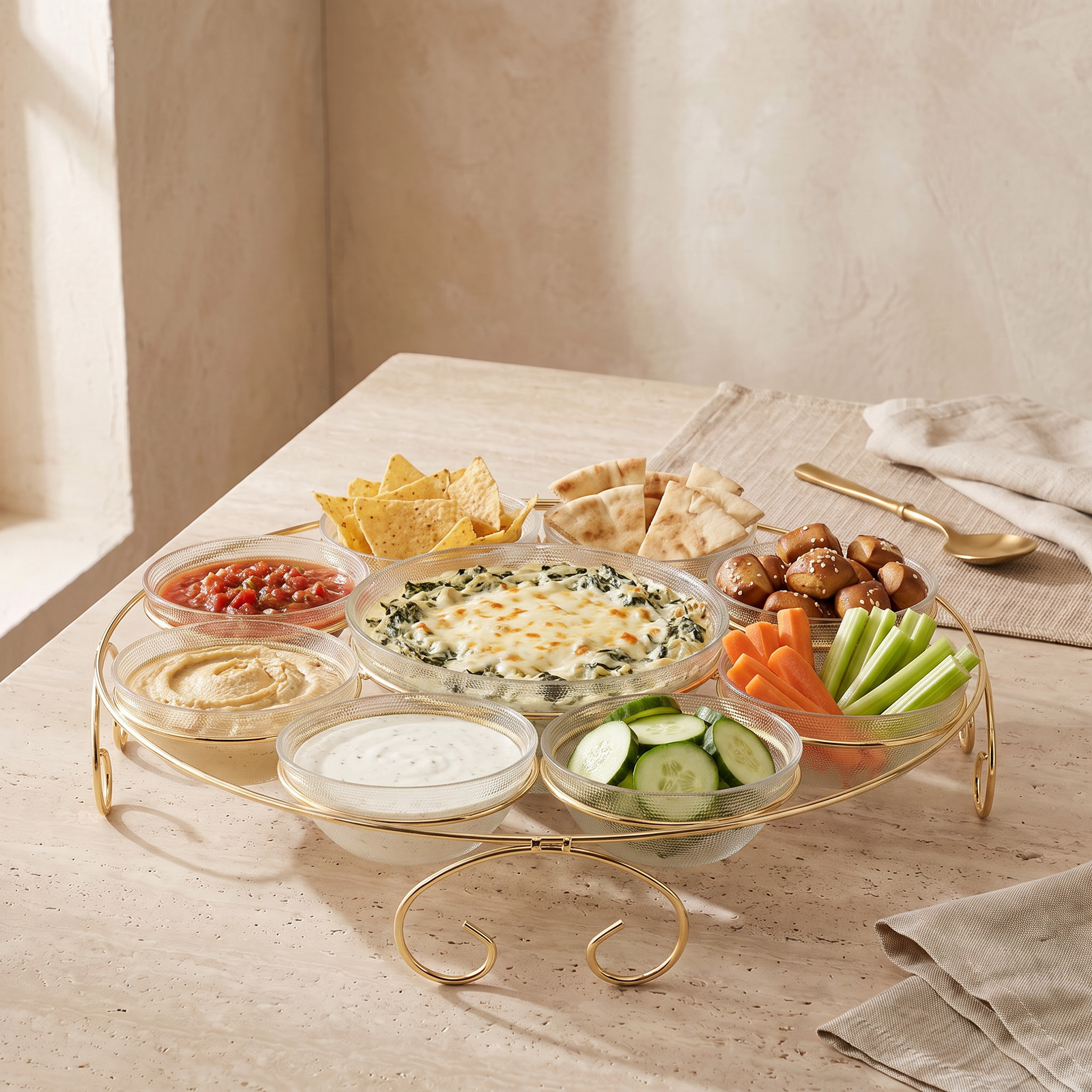 Lara 9-Piece Glass Serving Bowls Set with Stand-household-dining-serveware-chipsanddip-image-3