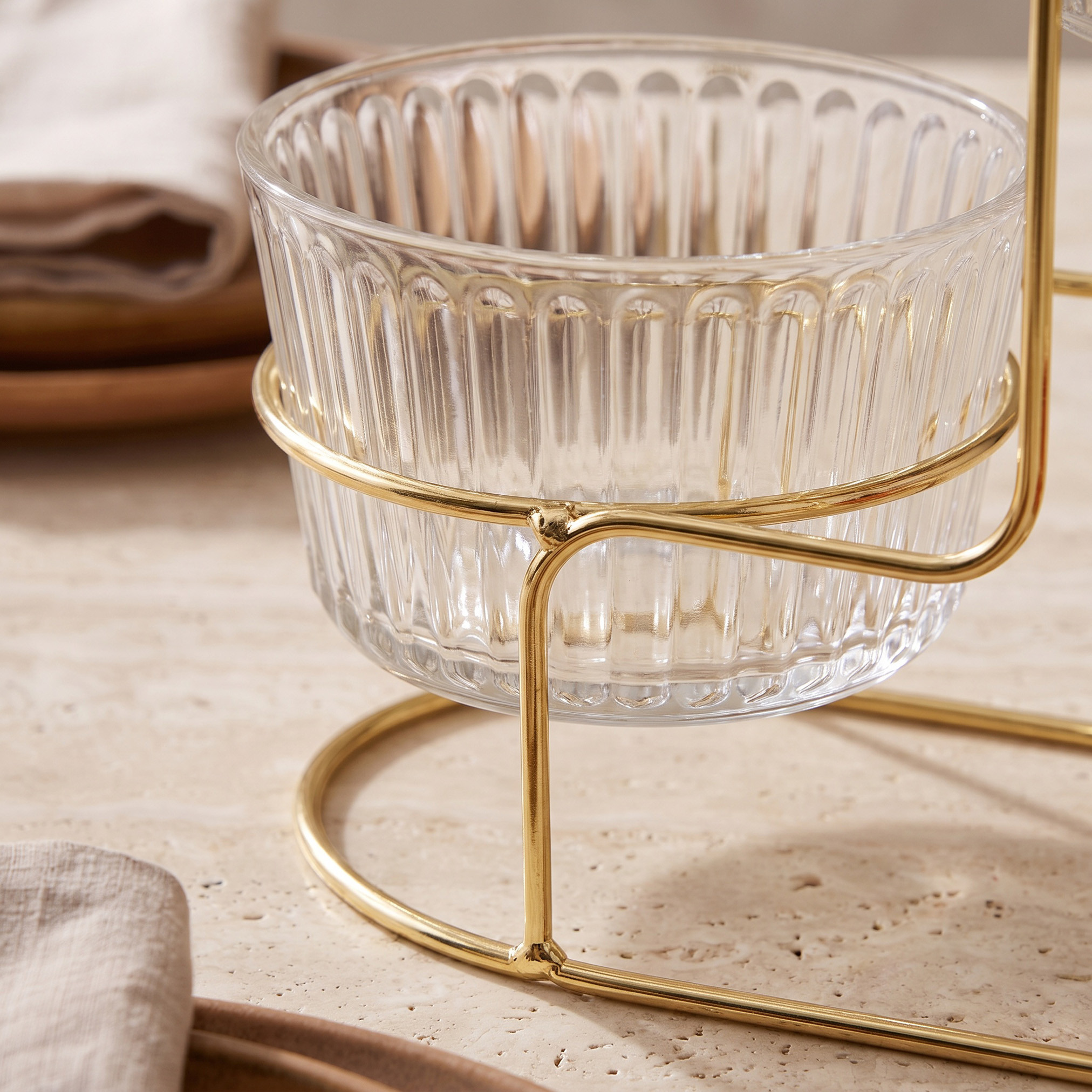 Lara 3-Piece Glass Serving Bowls Set with 2-Tier Stand-household-dining-drinkserveware-jugsdecantersandcarafes-image-3