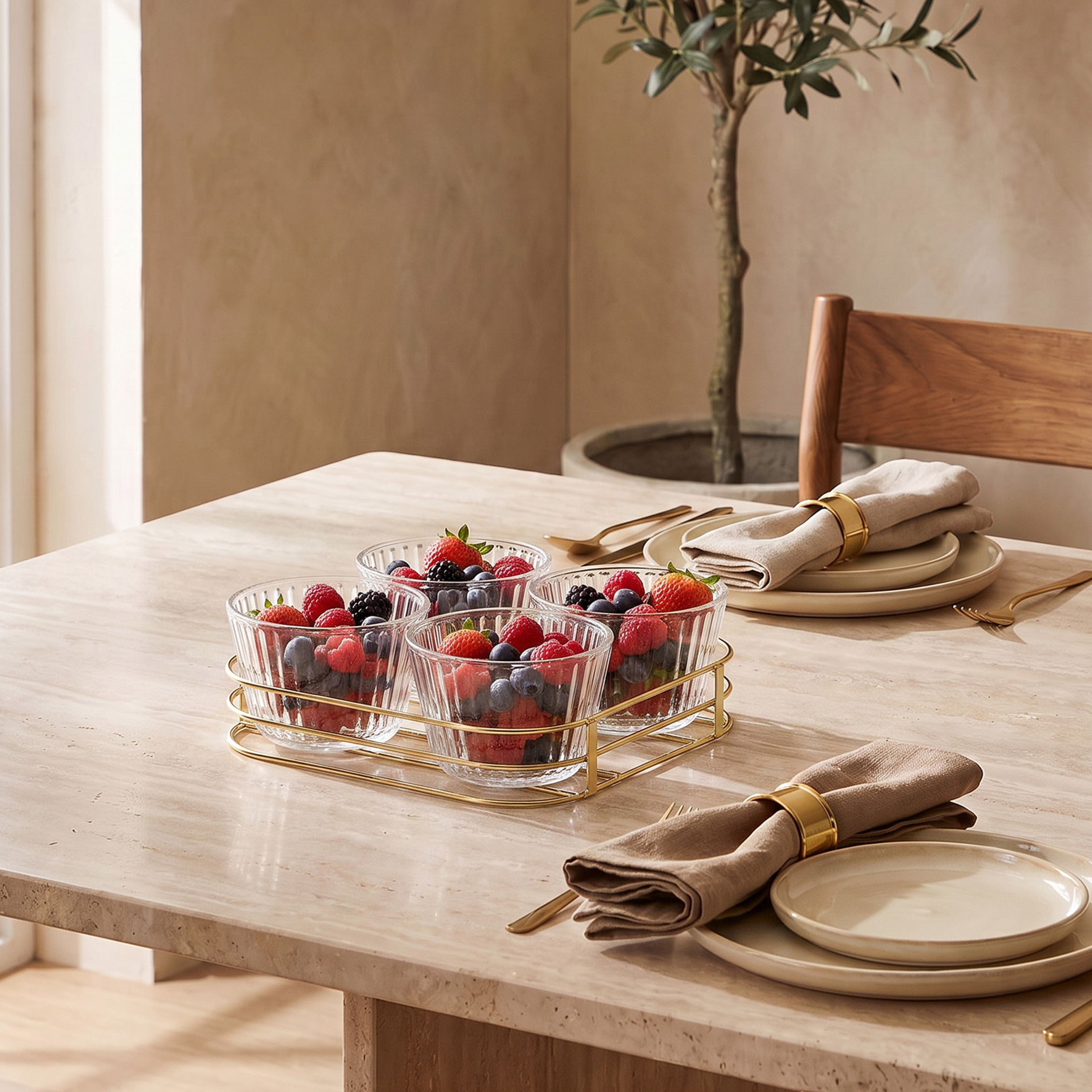 Lara 4-Piece Glass Serving Bowl Set with Stand-household-dining-serveware-chipsanddip-image-1