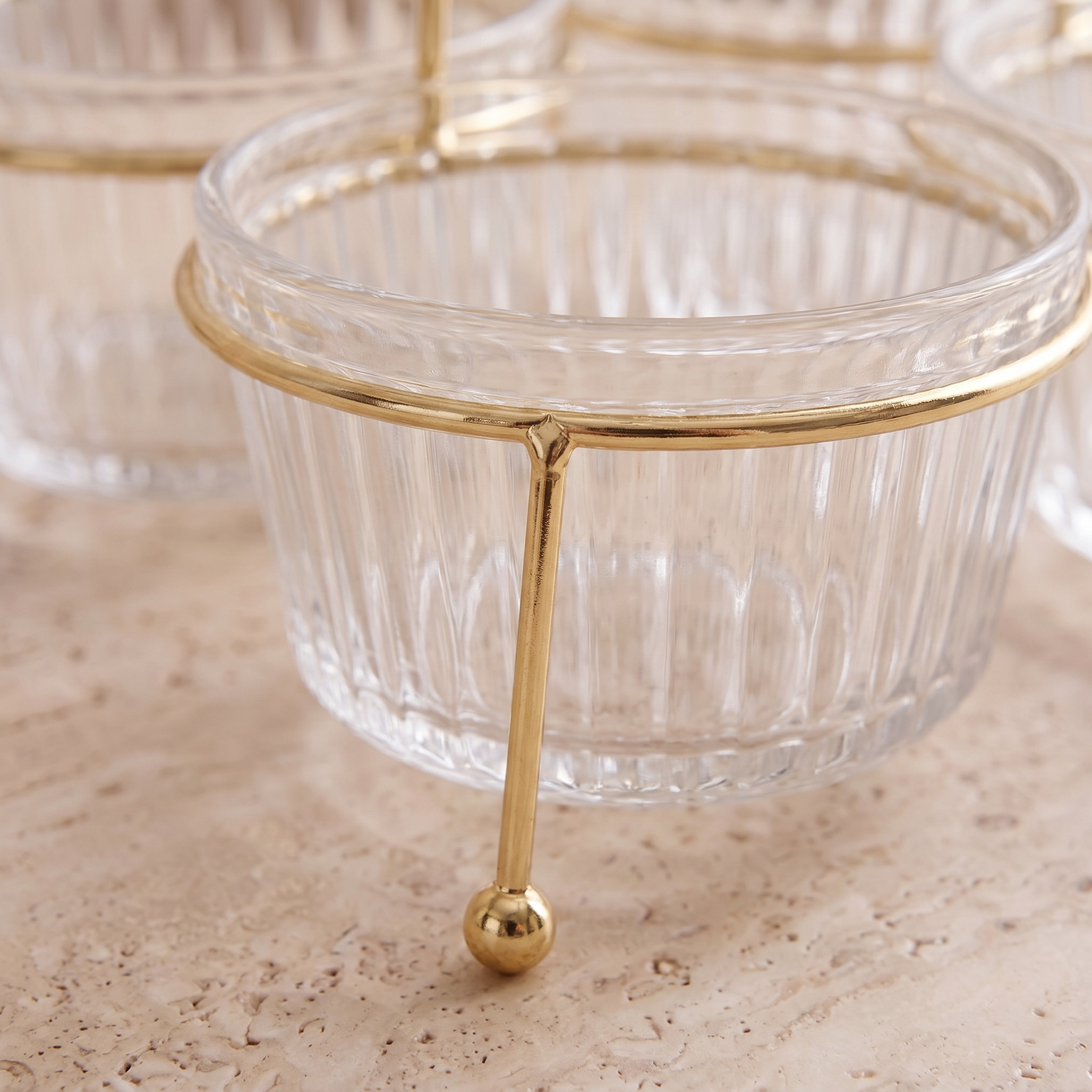 Lara 5-Piece Glass Serving Bowl Set with Stand and Handle-household-dining-serveware-chipsanddip-image-3