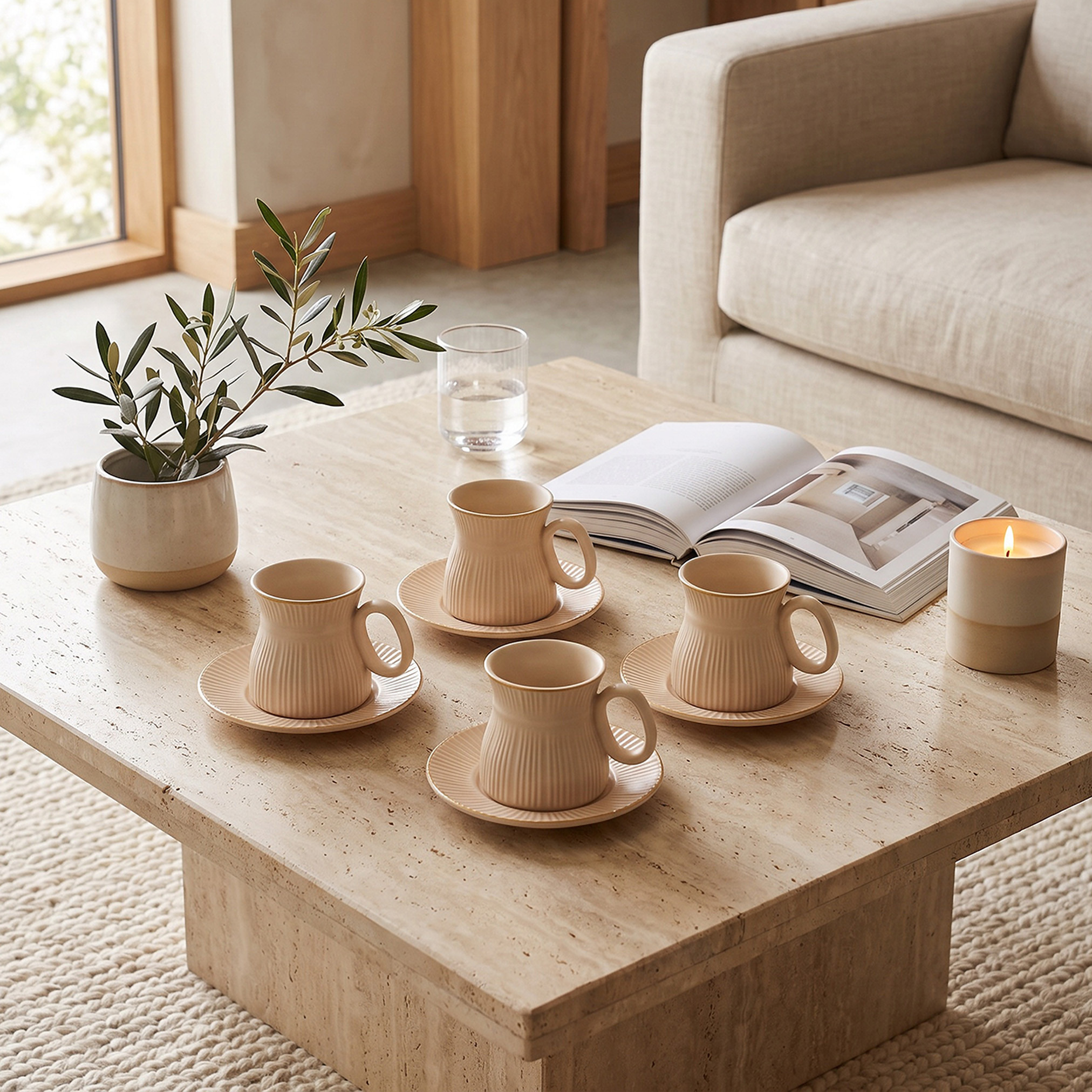 Nehma 8-Piece New Bone China Espresso Cup and Saucer Set - 80 ml-household-dining-teaandcoffee-teaandcoffeesets-image-1