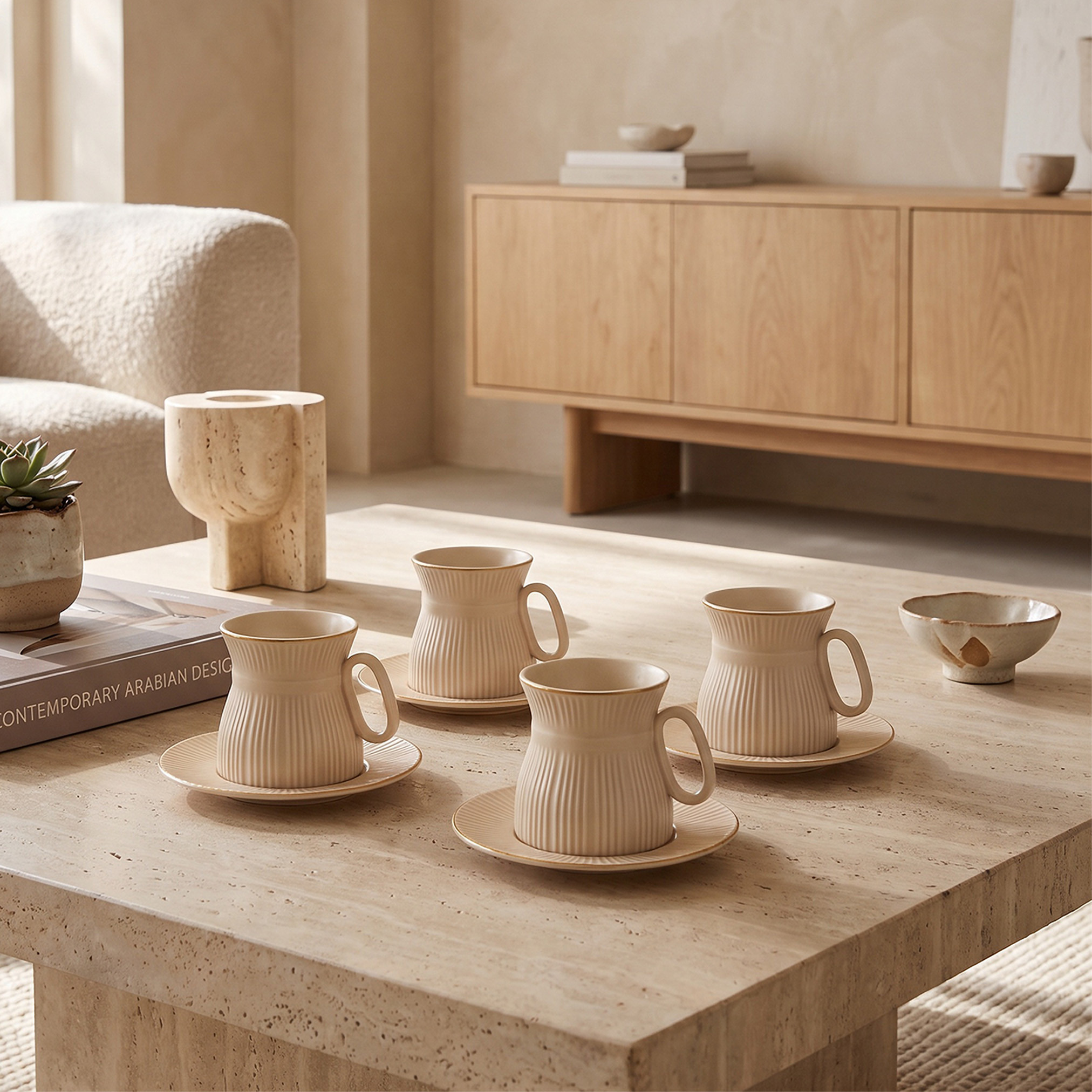 Nehma 8-Piece New Bone China Tea Cup and Saucer Set - 180 ml-household-dining-teaandcoffee-teaandcoffeesets-image-1