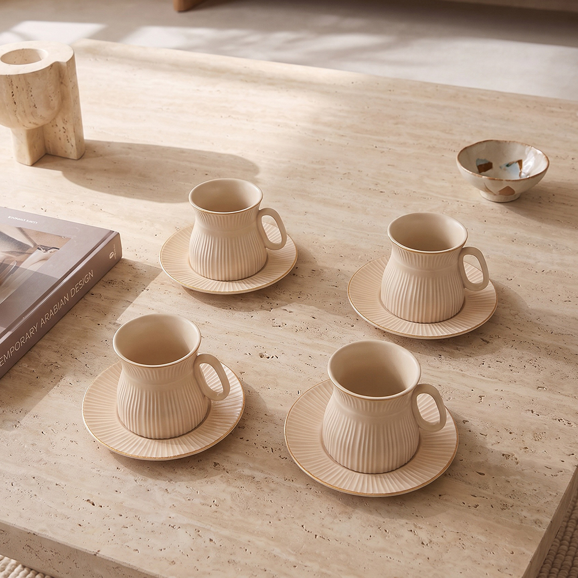 Nehma 8-Piece New Bone China Tea Cup and Saucer Set - 180 ml-household-dining-teaandcoffee-teaandcoffeesets-image-2