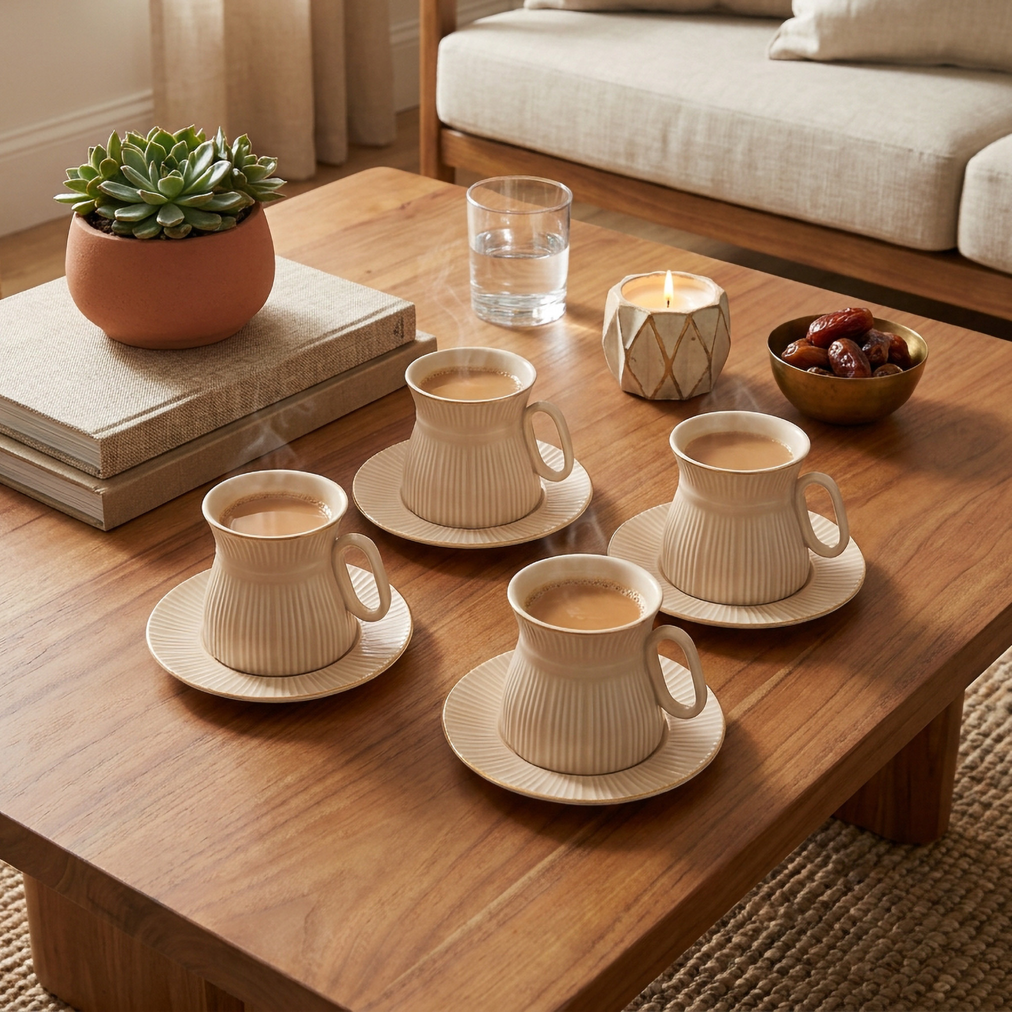 Nehma 8-Piece New Bone China Tea Cup and Saucer Set - 180 ml-household-dining-teaandcoffee-teaandcoffeesets-image-4