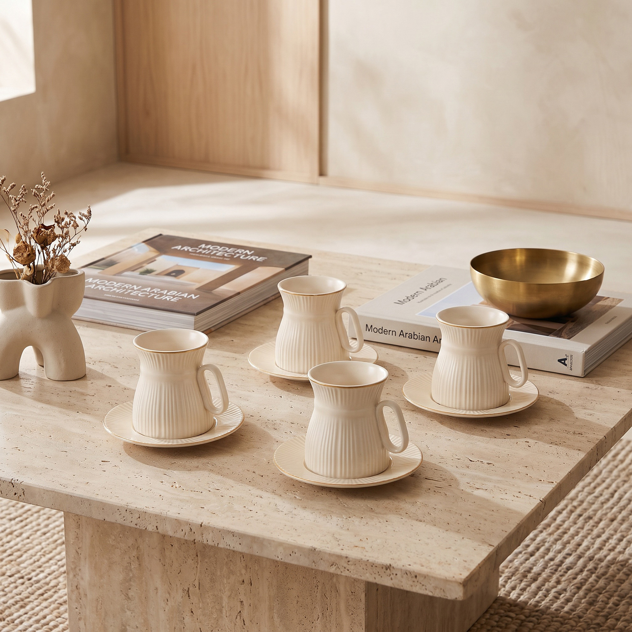 طقم فناجين شاي وصحون 8 قطع من نعمة - 180 مل-household-dining-teaandcoffee-teaandcoffeesets-image-1
