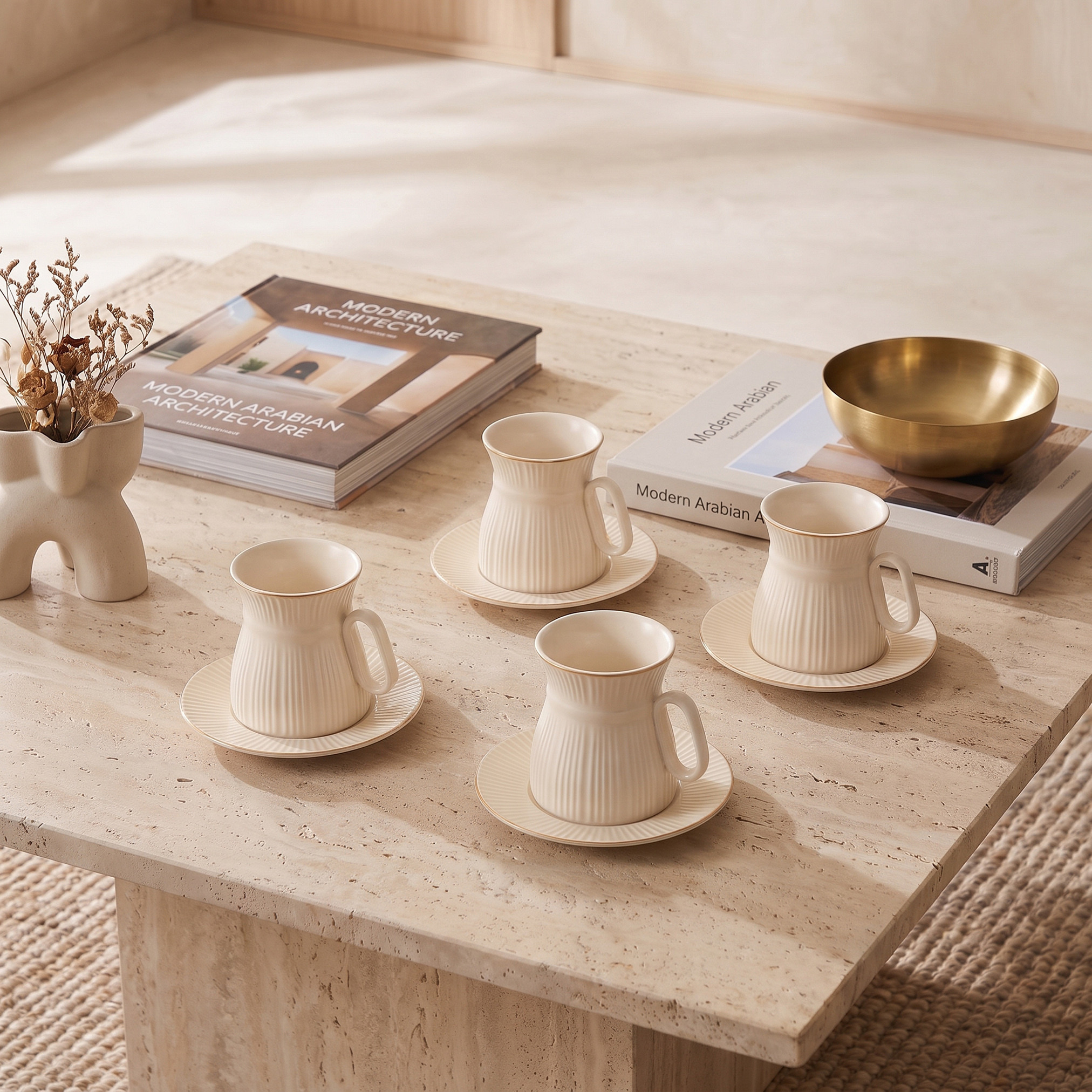 طقم فناجين شاي وصحون 8 قطع من نعمة - 180 مل-household-dining-teaandcoffee-teaandcoffeesets-image-2