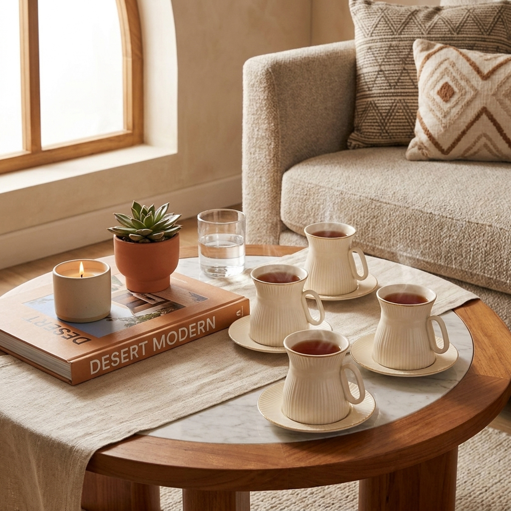 طقم فناجين شاي وصحون 8 قطع من نعمة - 180 مل-household-dining-teaandcoffee-teaandcoffeesets-image-4
