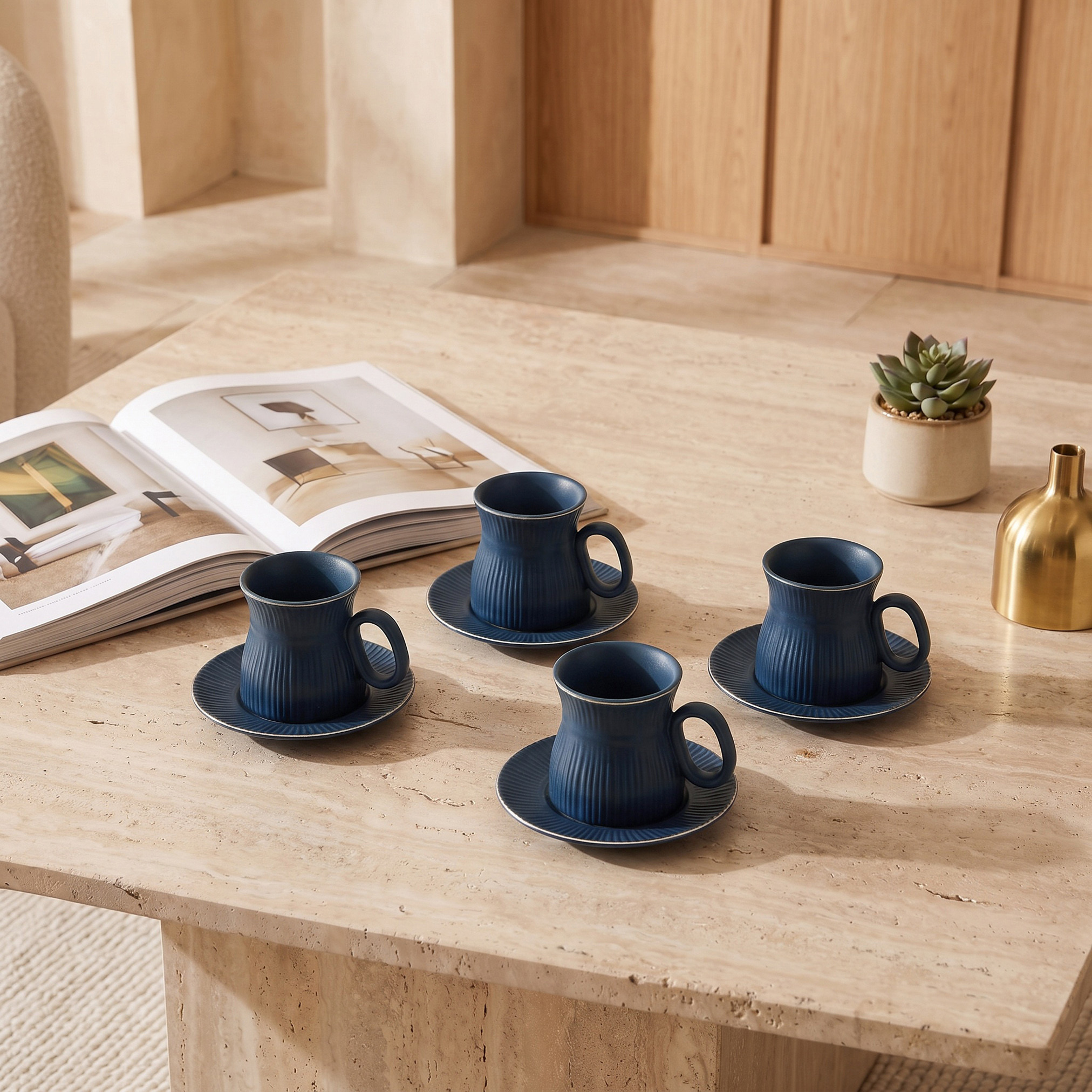 طقم فناجين إسبريسو وصحون من الخزف الصيني الجديد 8 قطع من نهما-household-dining-teaandcoffee-mugsandcups-image-2