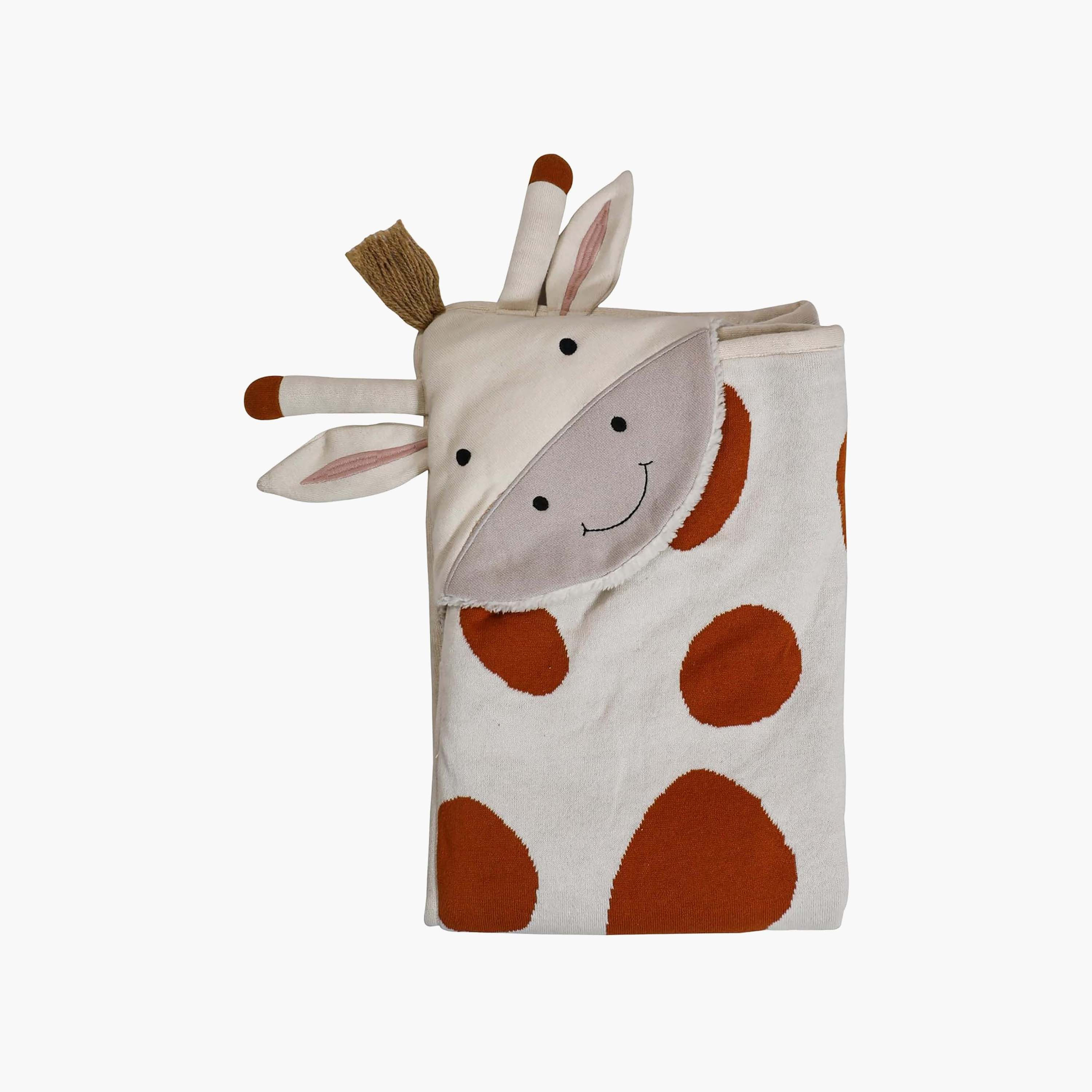 Textured Giraffe Applique Receiving Blanket - 80x80 cm-baby-nursery-blanketsandswaddles-blanketsandquilts-image-1