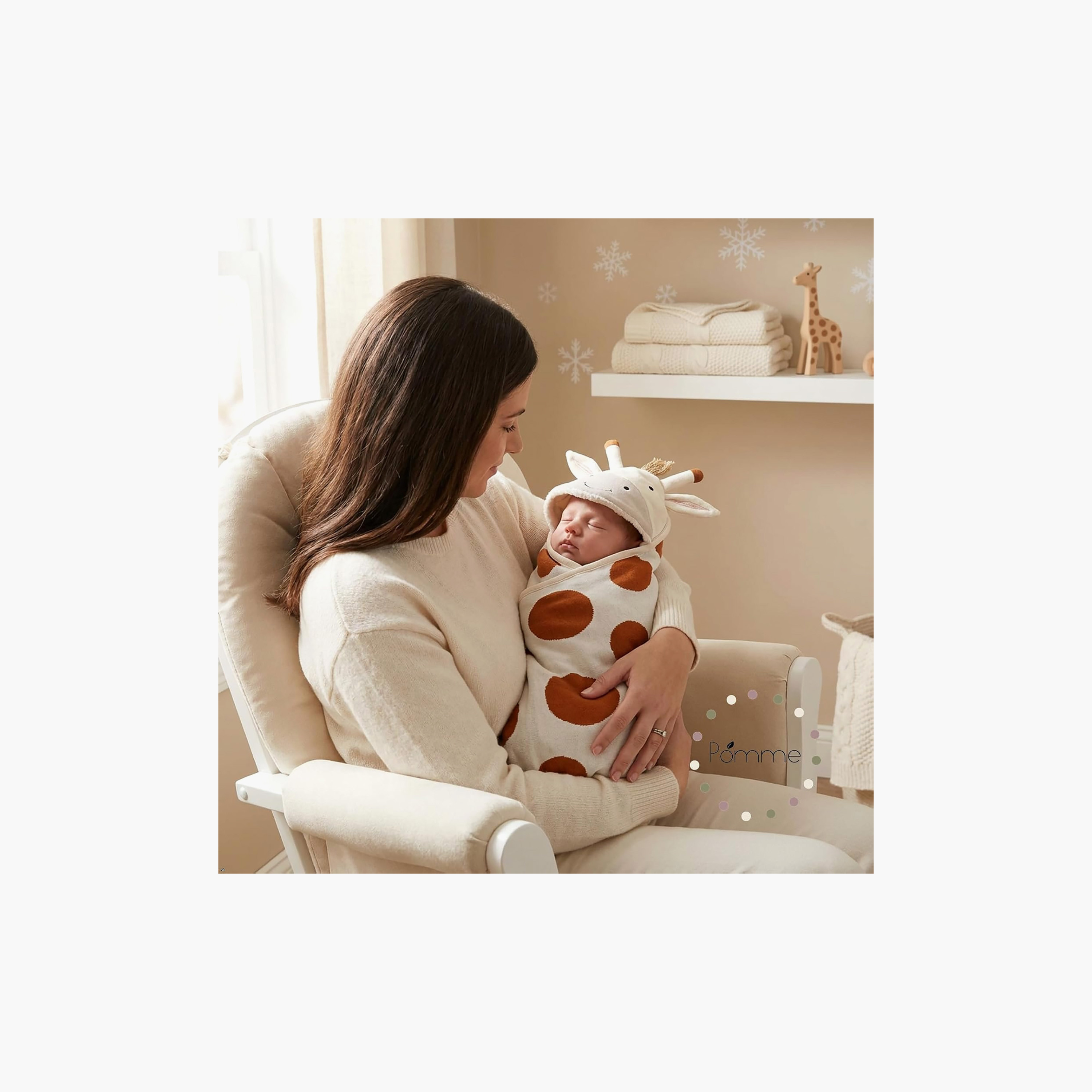 Textured Giraffe Applique Receiving Blanket - 80x80 cm-baby-nursery-blanketsandswaddles-blanketsandquilts-image-7