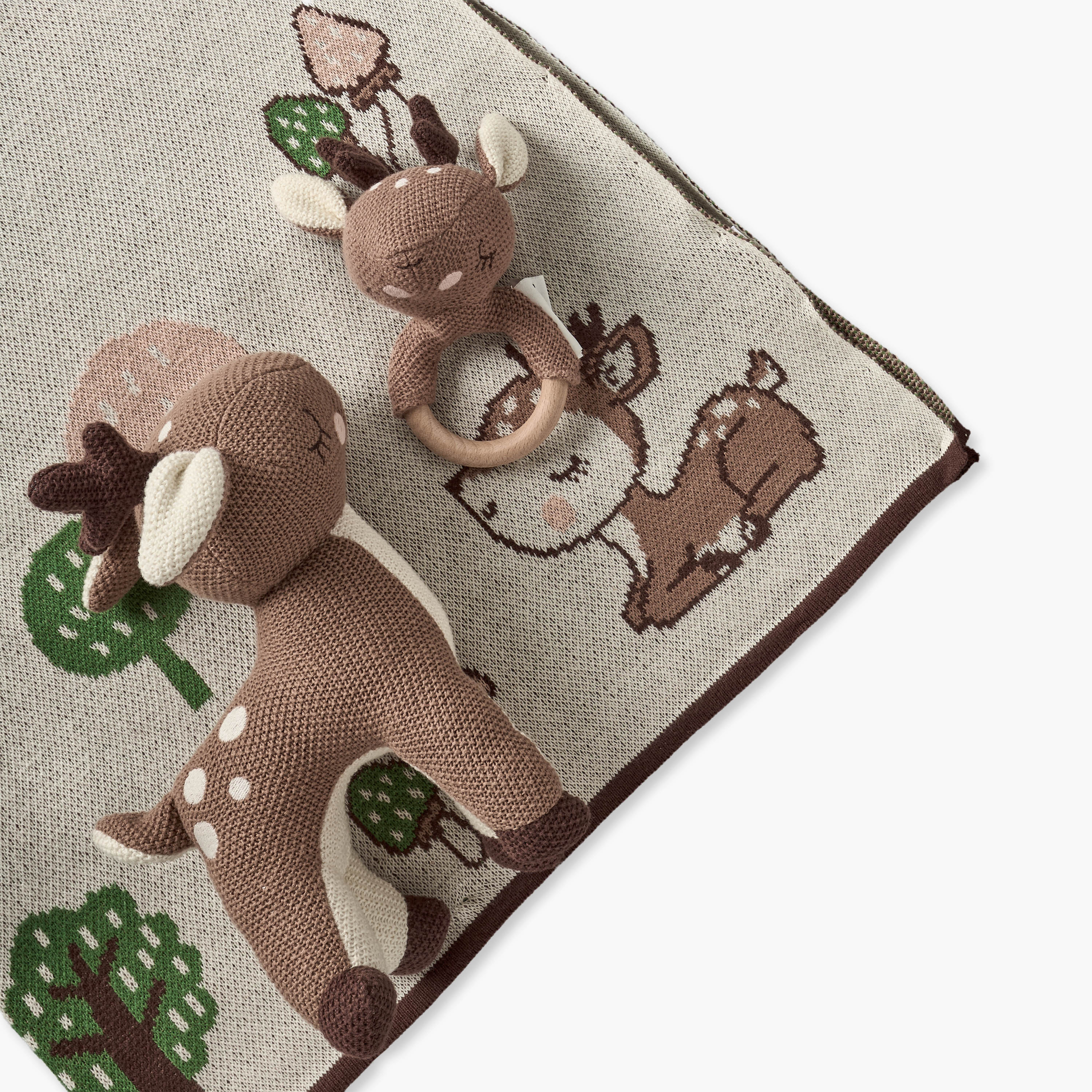 طقم هدايا بطانيات لحديثي الولادة بطبعات غزلان 4 قطع - 80×100 سم-baby-nursery-blanketsandswaddles-receivingblankets-image-5