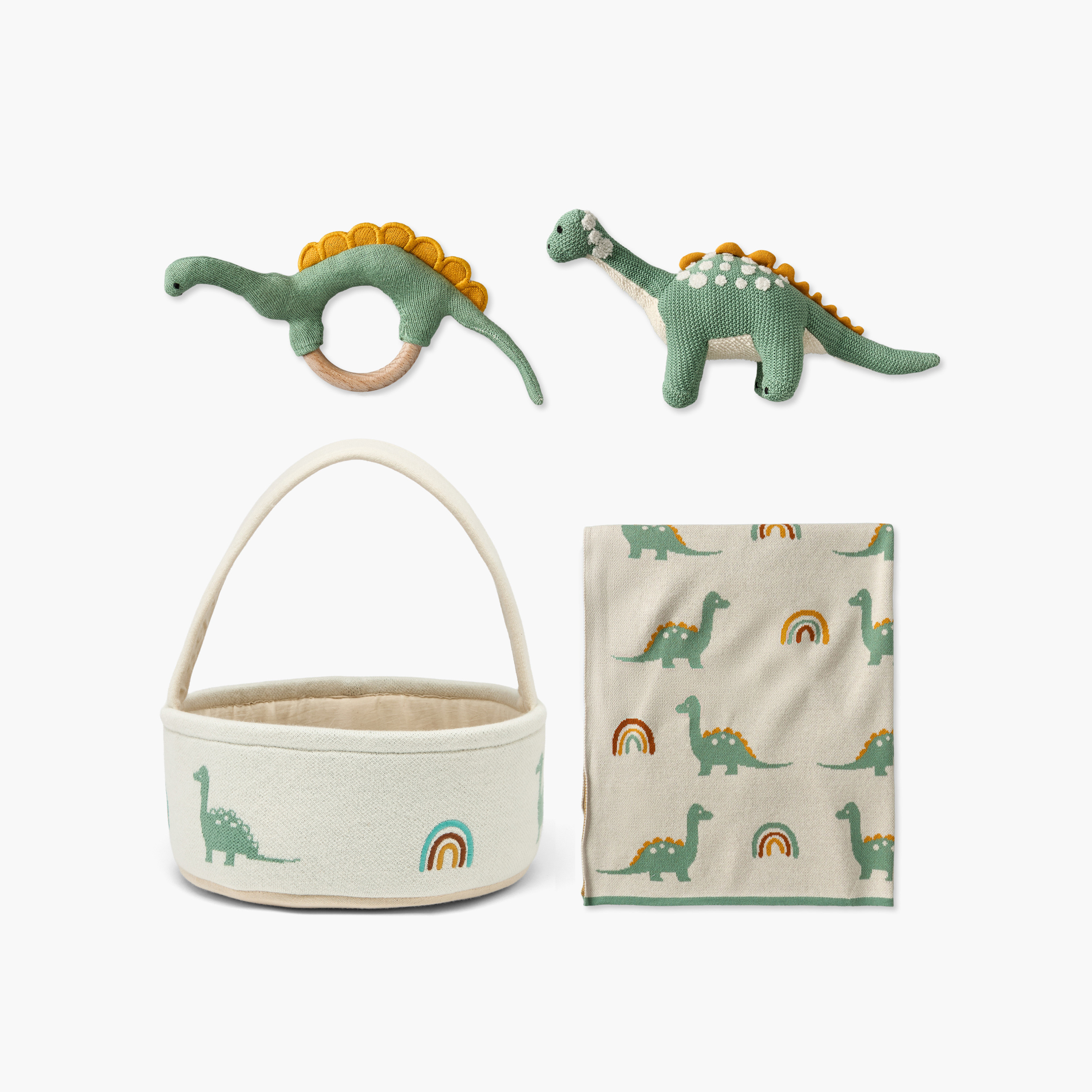 طقم هدايا بطانيات لحديثي الولادة بطبعات ديناصورات 4 قطع - 80×100 سم-baby-nursery-blanketsandswaddles-receivingblankets-image-1