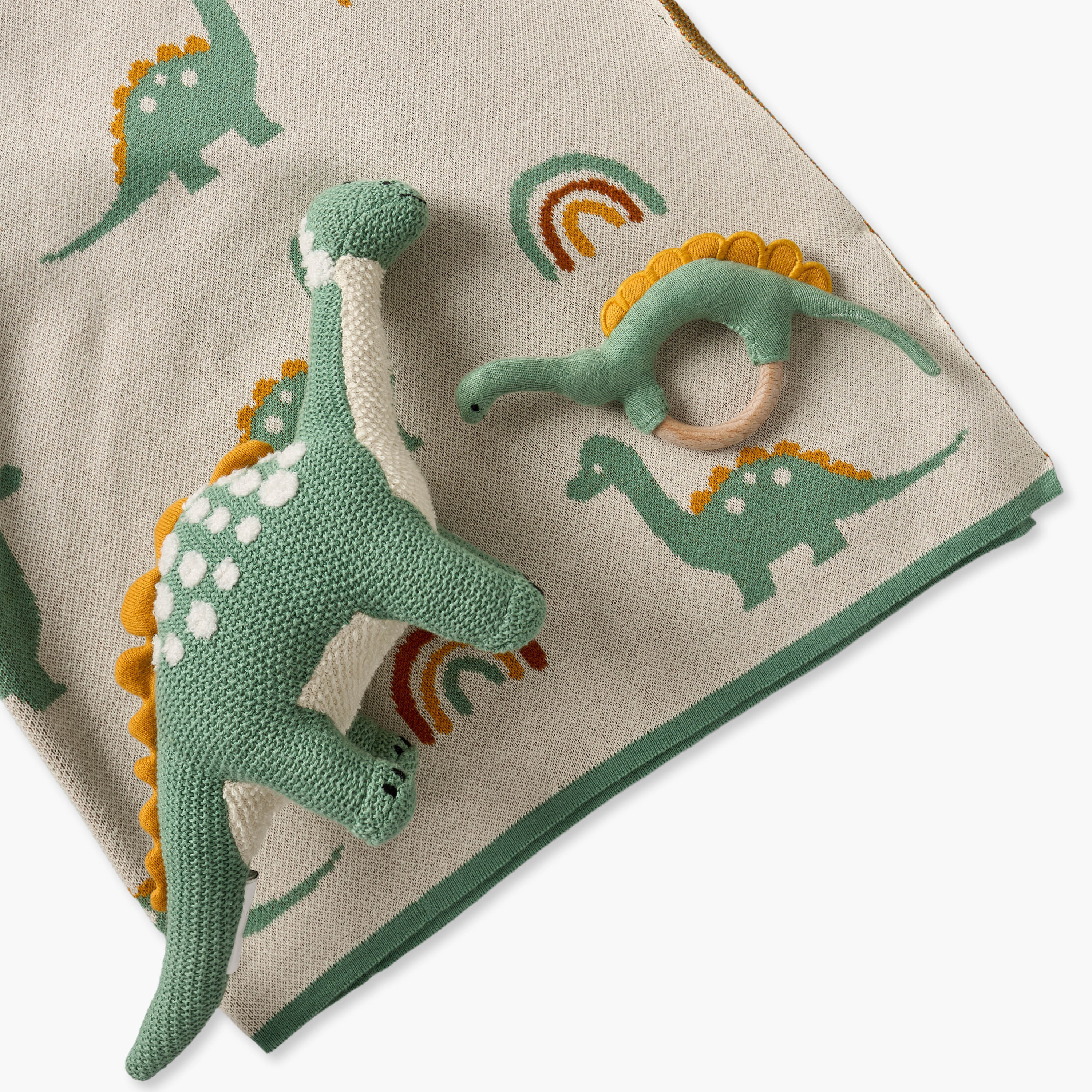 طقم هدايا بطانيات لحديثي الولادة بطبعات ديناصورات 4 قطع - 80×100 سم-baby-nursery-blanketsandswaddles-receivingblankets-image-6