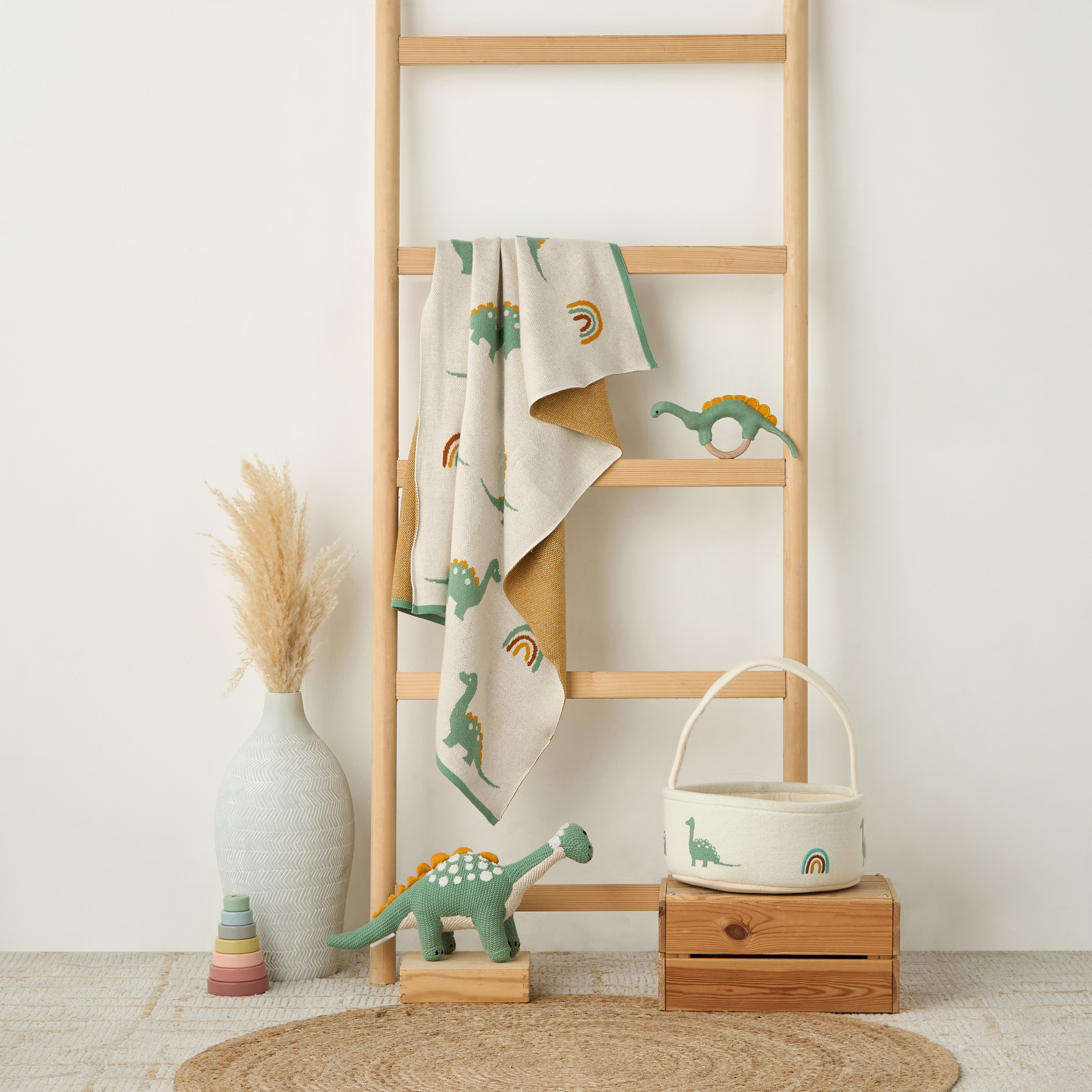 طقم هدايا بطانيات لحديثي الولادة بطبعات ديناصورات 4 قطع - 80×100 سم-baby-nursery-blanketsandswaddles-receivingblankets-image-8