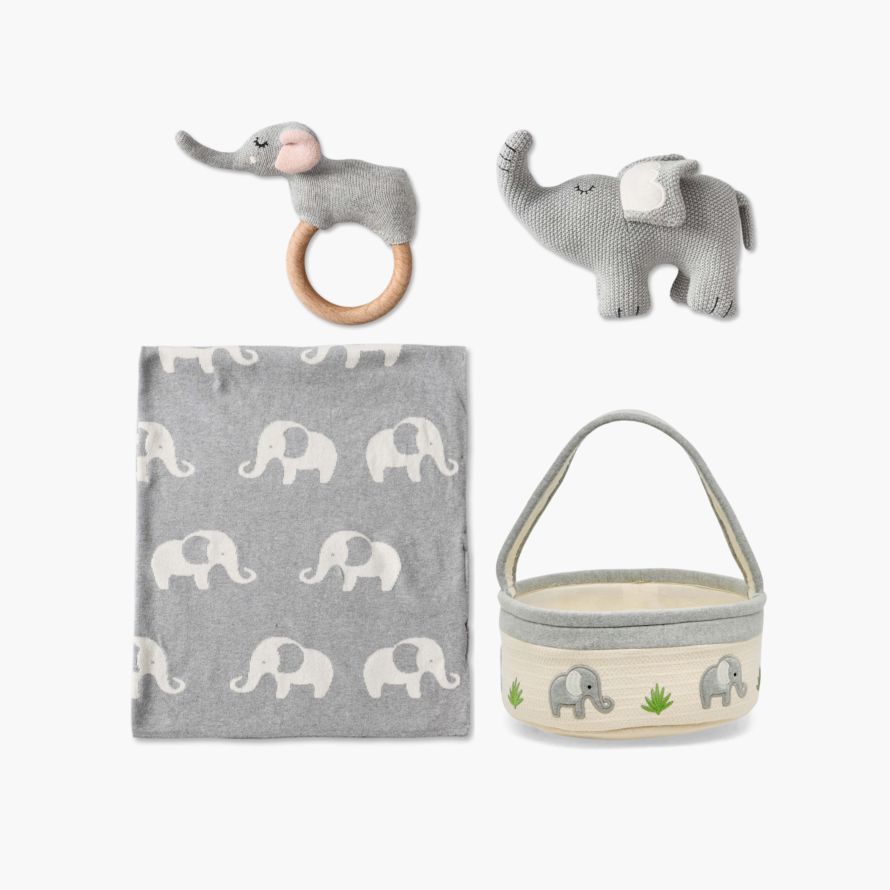 طقم هدايا بطانية لحديثي الولادة بتصميم فيل من 4 قطع - 80x100 سم-baby-nursery-blanketsandswaddles-receivingblankets-image-1