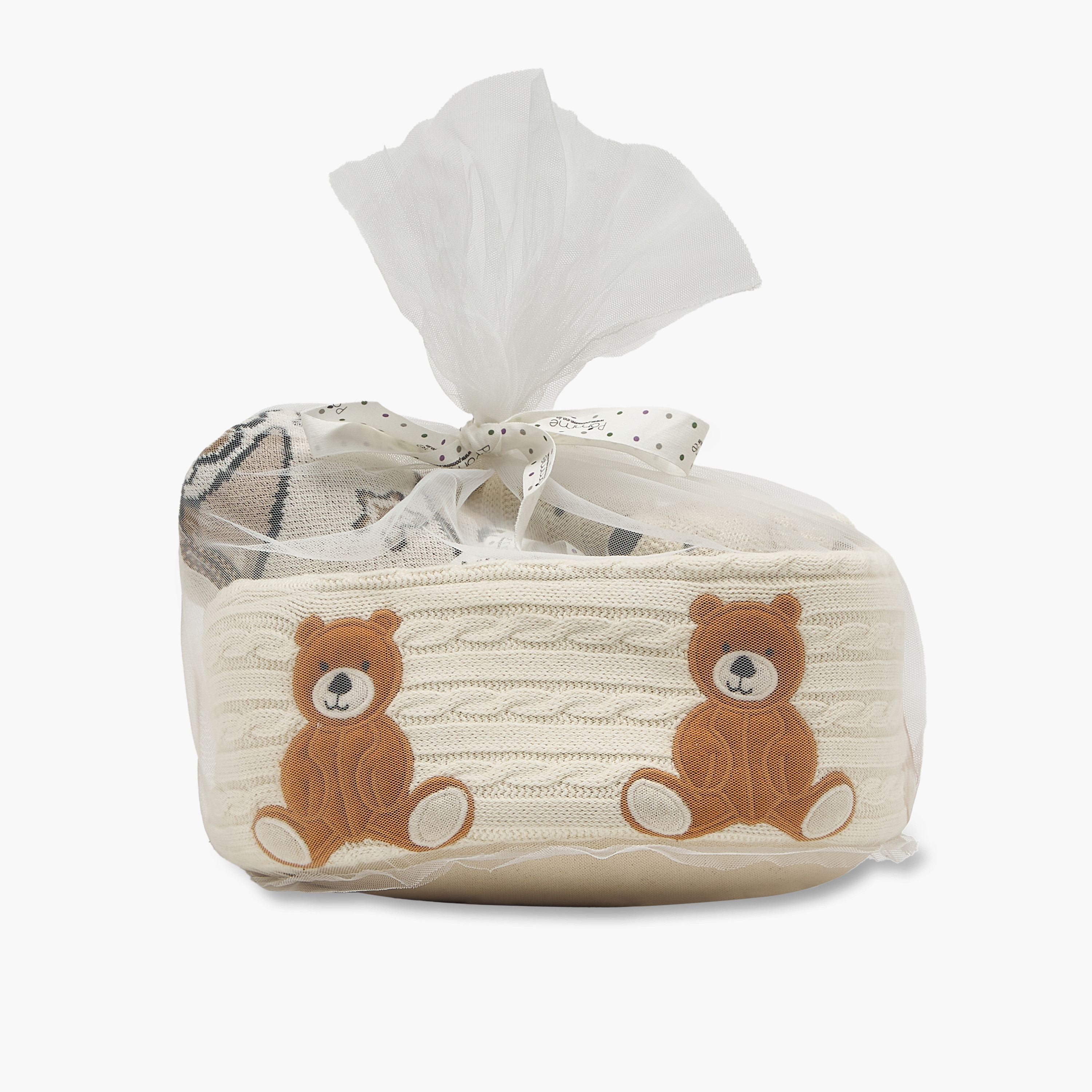 طقم هدايا بطانية لحديثي الولادة بتصميم دب من 4 قطع - 80x100 سم-baby-nursery-blanketsandswaddles-receivingblankets-image-2