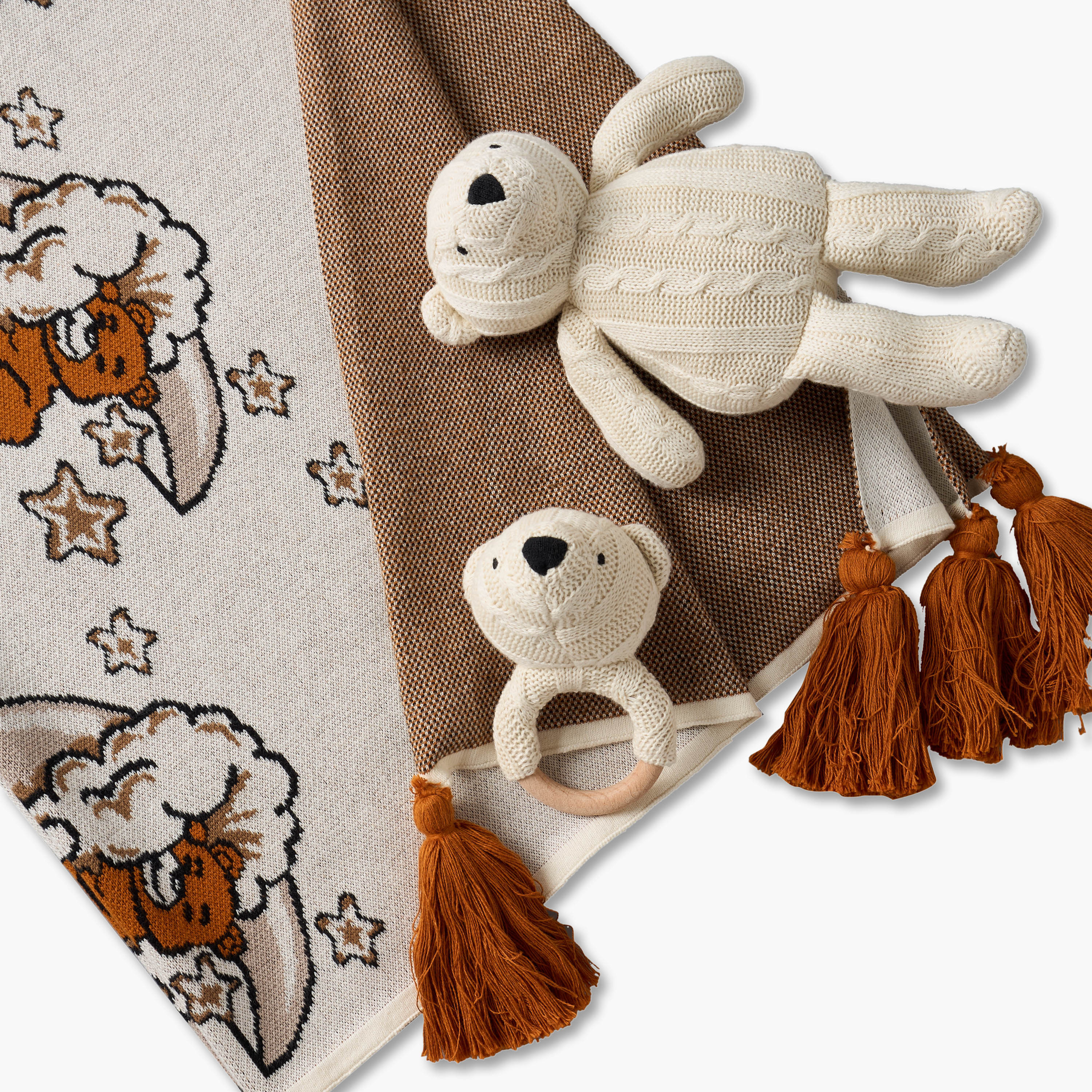 طقم هدايا بطانية لحديثي الولادة بتصميم دب من 4 قطع - 80x100 سم-baby-nursery-blanketsandswaddles-receivingblankets-image-7