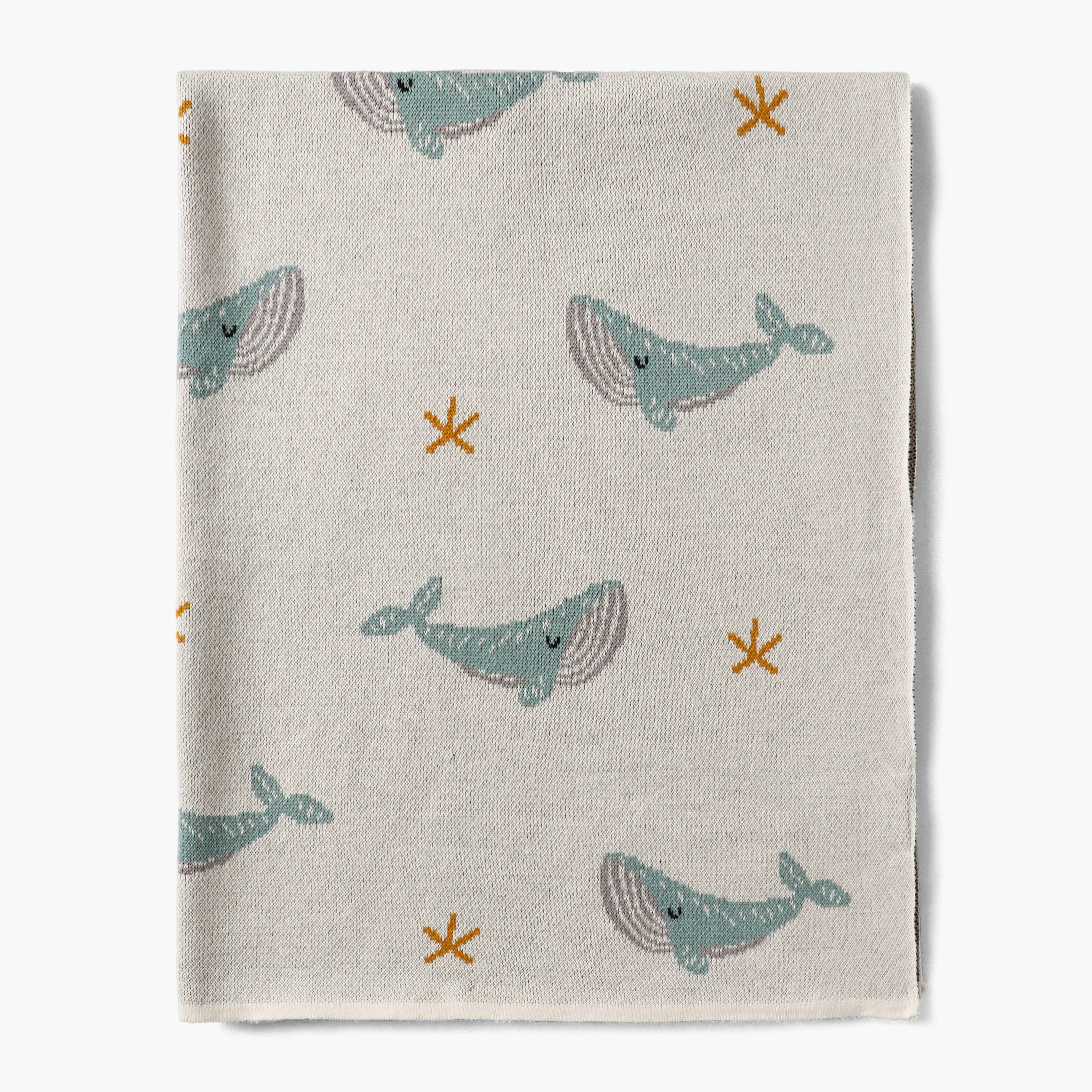 طقم بطانيات لحديثي الولادة بطبعات الحوت من 4 قطع - 80x100 سم-baby-nursery-blanketsandswaddles-receivingblankets-image-3