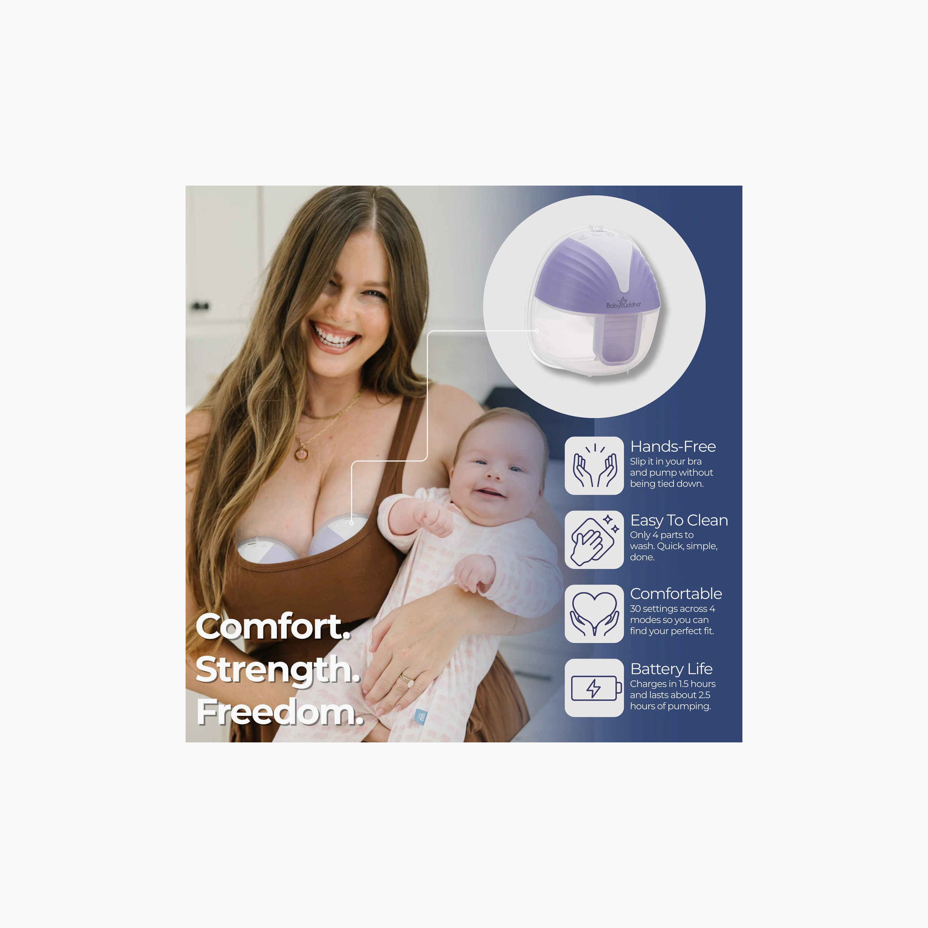 BabyBuddha Hands Free Electric Wearable Breast Pump Set-baby-feeding-breastfeedingandcare-image-9