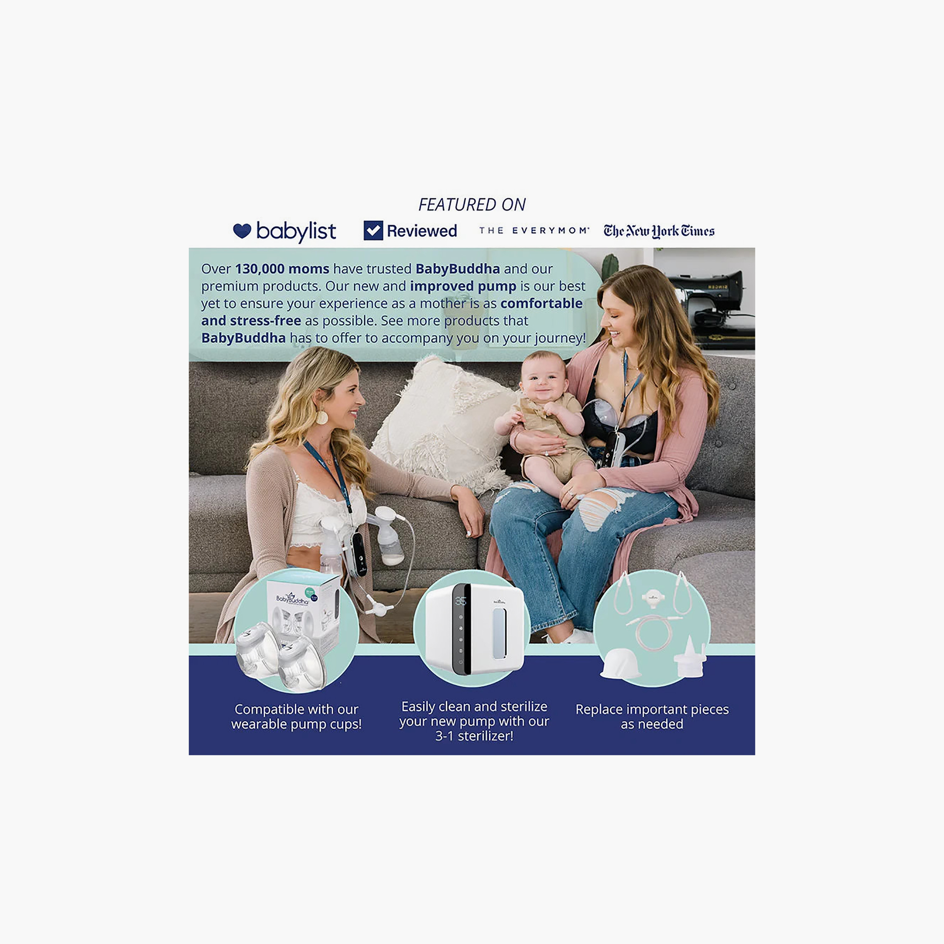 BabyBuddha Portable with Digital Display Wearable Breast Pump Set-baby-feeding-breastfeedingandcare-image-2