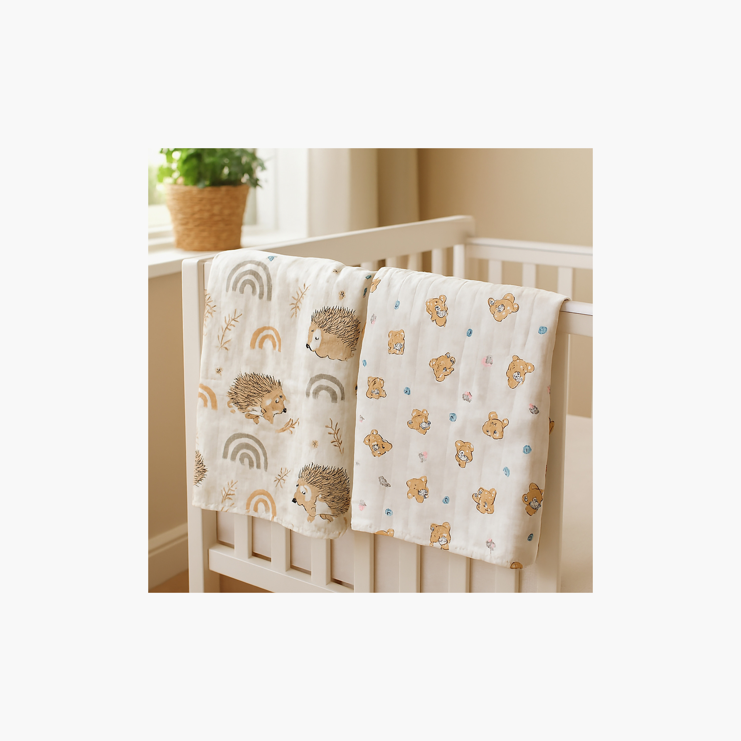 طقم بطانيات قماط موسلين من الخيزران (قطعتان) من كيندر فالي-baby-nursery-blanketsandswaddles-receivingblankets-image-8