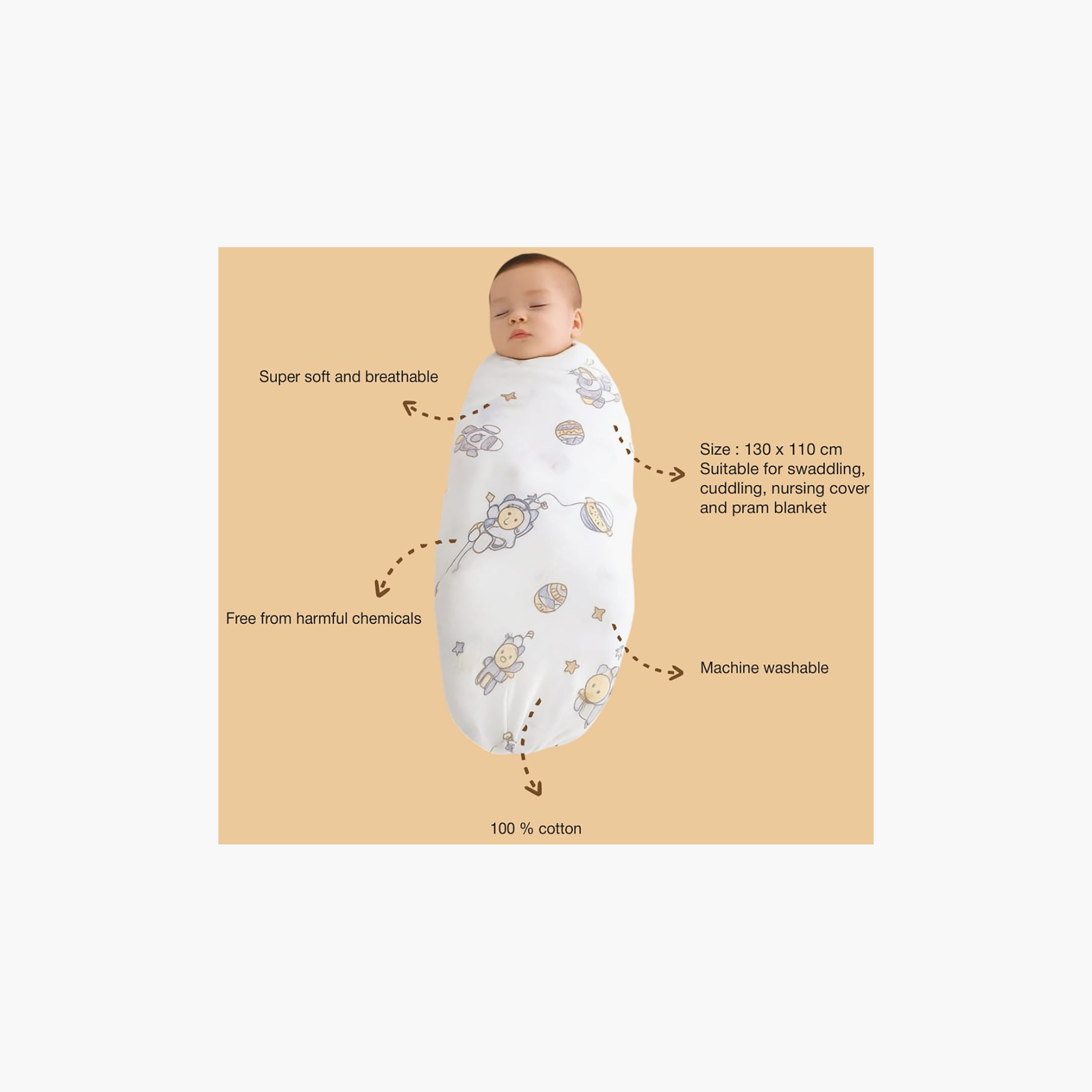طقم بطانيات قماط موسلين من الخيزران (قطعتان) من كيندر فالي-baby-nursery-blanketsandswaddles-receivingblankets-image-4
