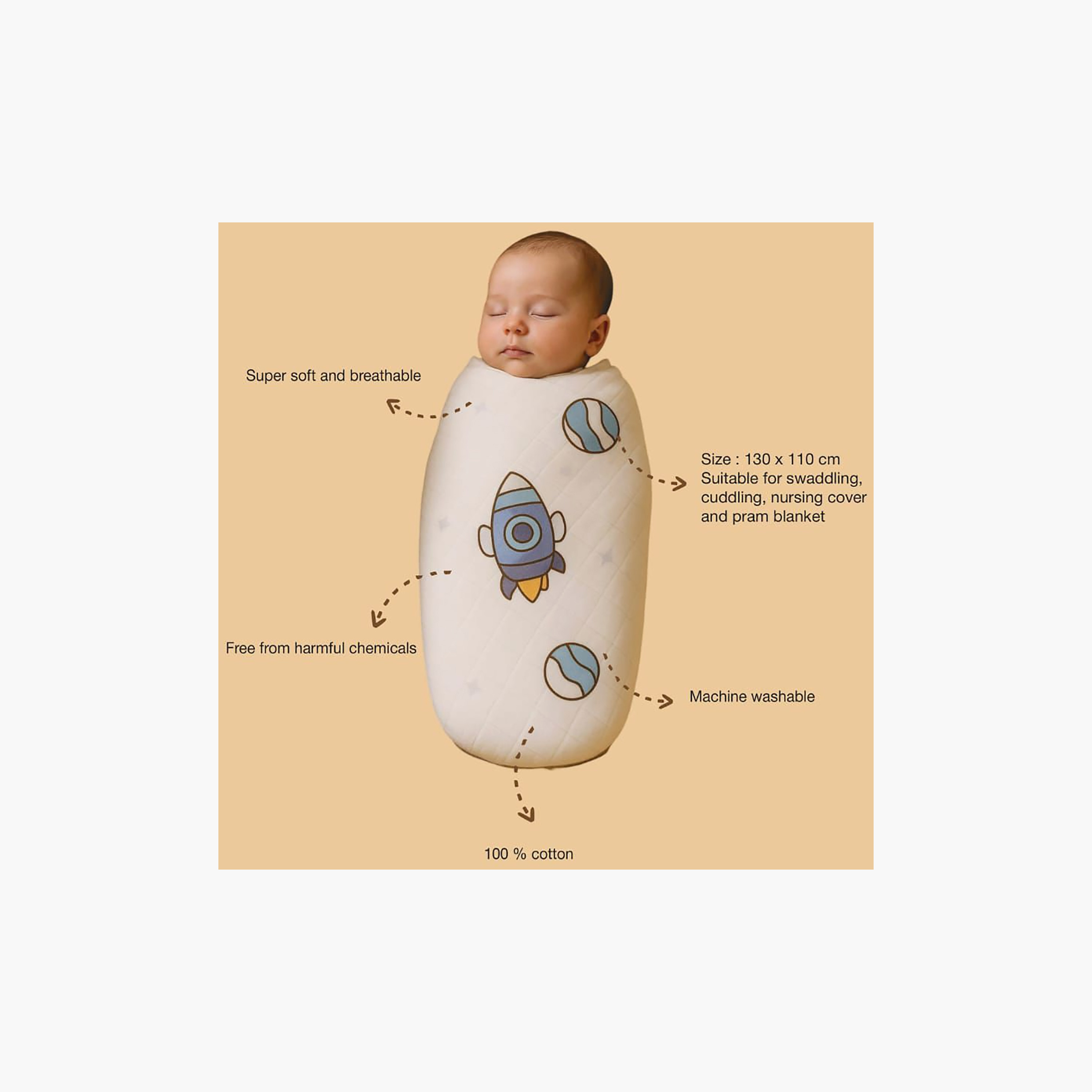 طقم بطانيات قماط موسلين من الخيزران (قطعتان) من كيندر فالي-baby-nursery-blanketsandswaddles-receivingblankets-image-5