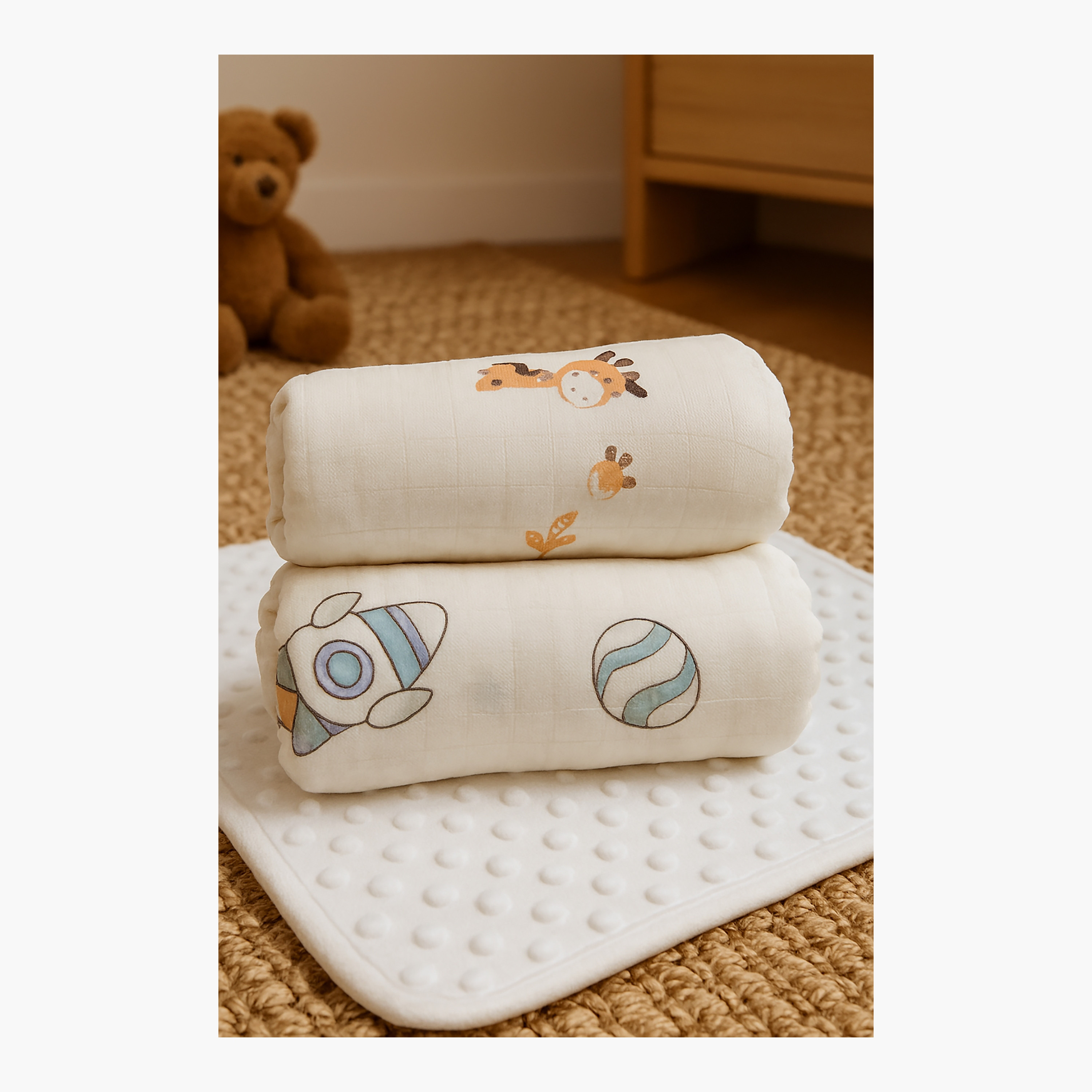 طقم بطانيات قماط موسلين من الخيزران (قطعتان) من كيندر فالي-baby-nursery-blanketsandswaddles-receivingblankets-image-9