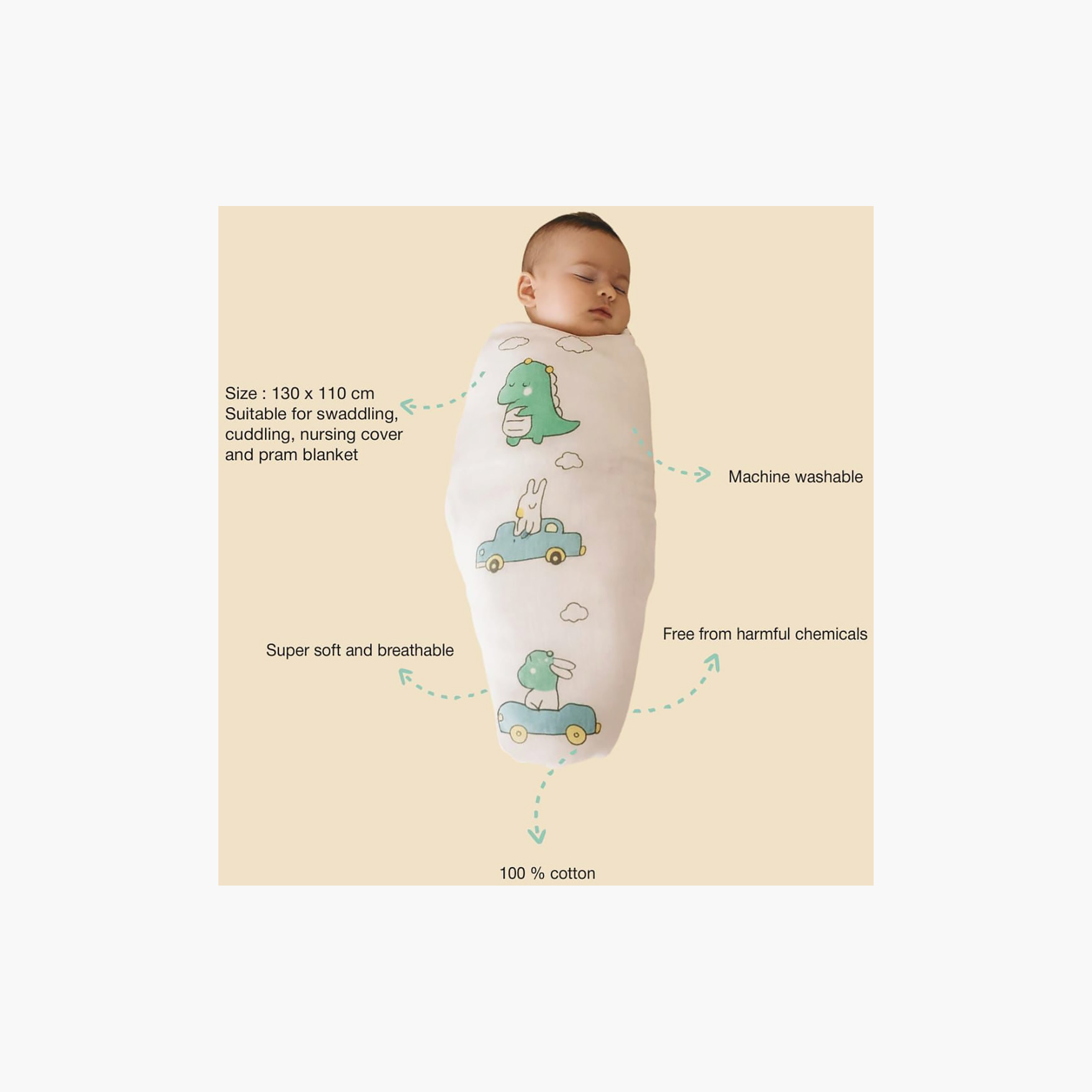 طقم بطانيات قماط موسلين من الخيزران (قطعتان) من كيندر فالي-baby-nursery-blanketsandswaddles-receivingblankets-image-10