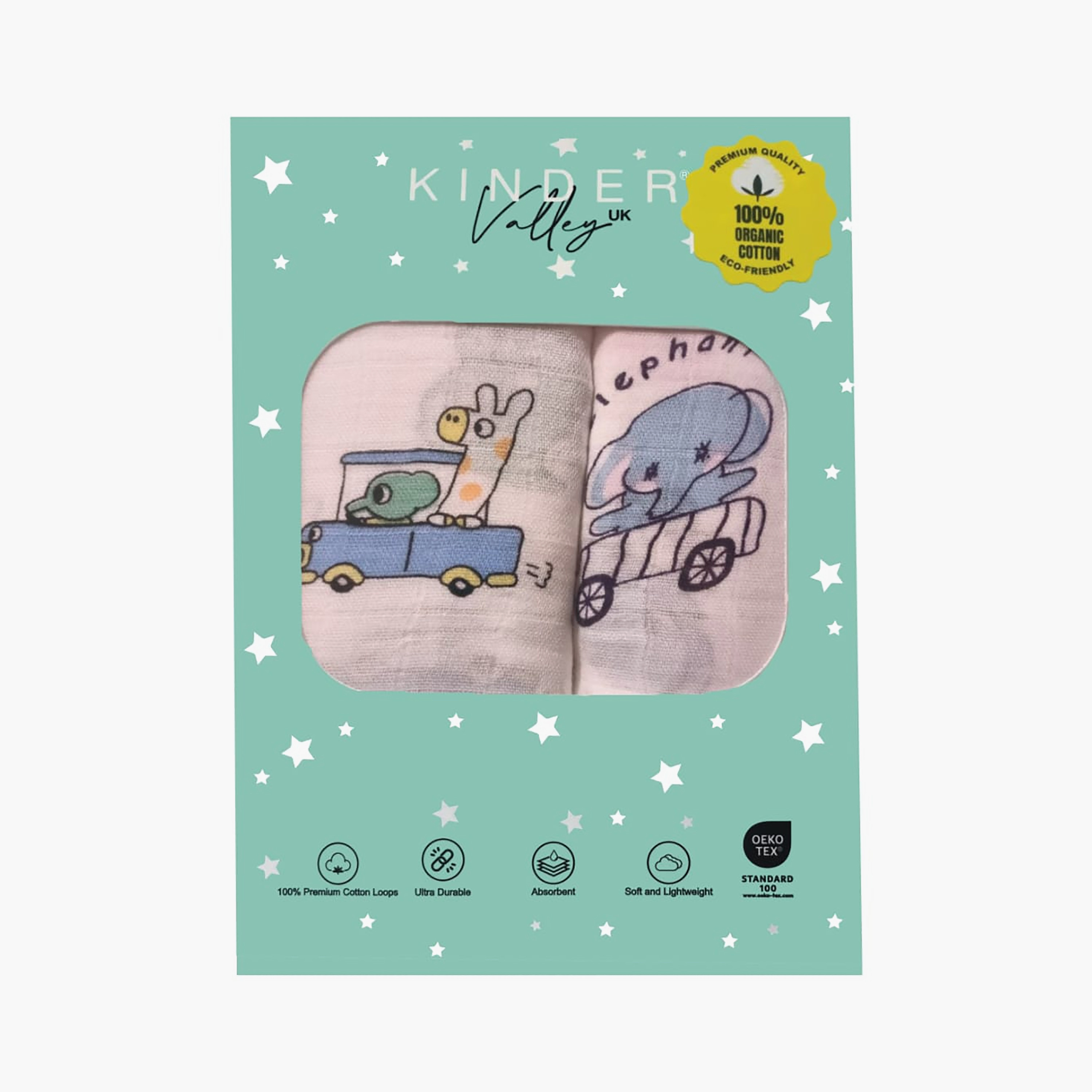 طقم بطانيات قماط موسلين من الخيزران (قطعتان) من كيندر فالي-baby-nursery-blanketsandswaddles-receivingblankets-image-3